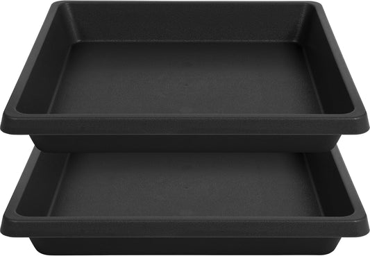 16 Inch 2 Pack Square Plant Saucer, Plant Saucers for Indoors, Large Heavy Duty Plastic Flower Plant Trays for Pots, Under Plant Water Catcher Tray for Potted Plants Outdoors (16"-Black)
