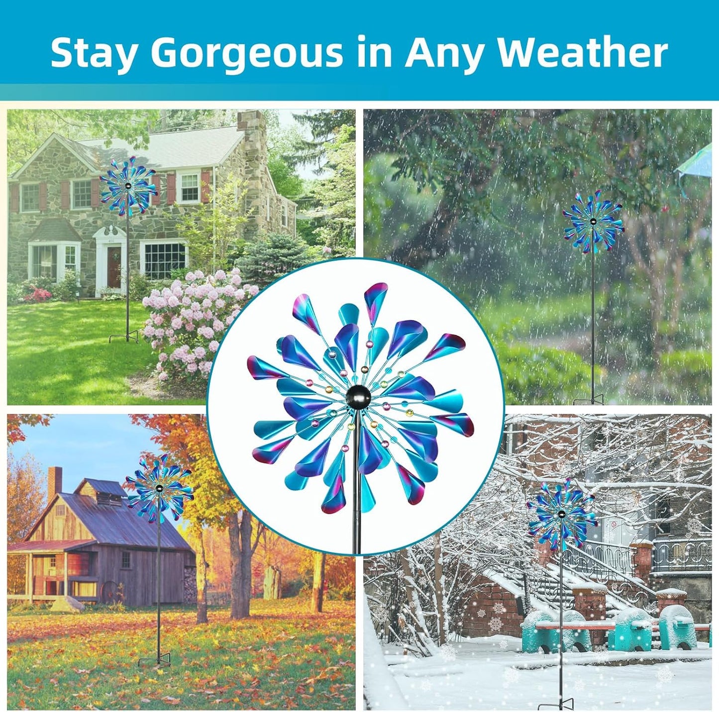 Decoroca Wind Spinner Choice for Families - 72in Large Outdoor Metal Wind Spinners - Pretty Outdoor Decor for Festival & Birthday Loves - 21" W x 72" H (Double Blades)