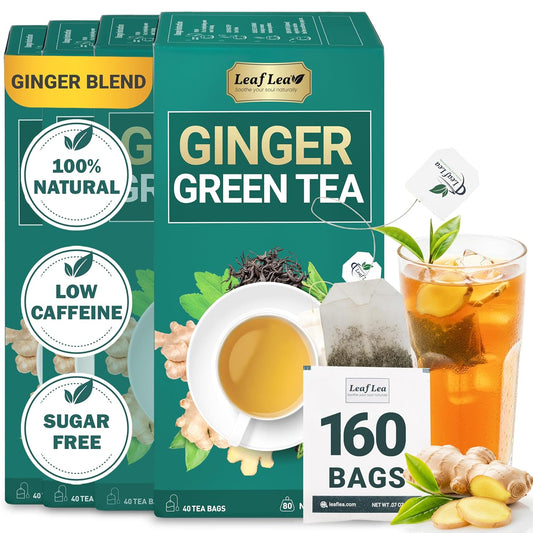 Premium Ginger Green Tea Bags Blend, Natural Green Tea with Ginger Tea Bags, Spicy and Warming Flavor Promotes Healthy Digestion, Ideal For Gift Box | 160 Tea Bags