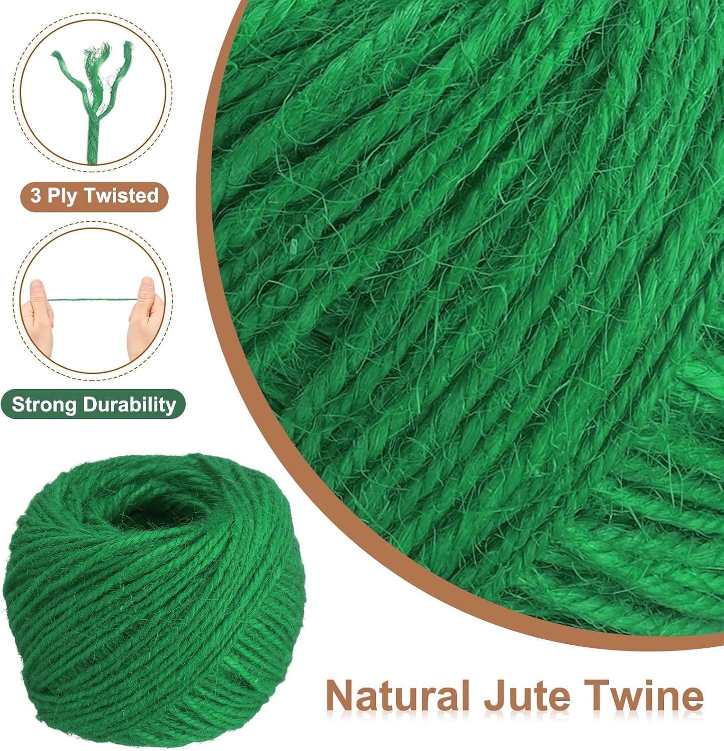 uxcell 164 Feet Natural Jute Twine String,2mm Thin Garden Twine Rope Colored Plant String Cord for DIY Art Crafts Gift Wrapping Decoration Packing Gardening Plant Hanger,Green