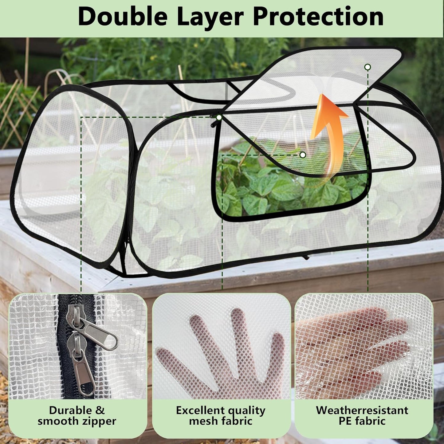 45"*22"*16"Garden Plant Covers with Two Air Hole and Breathable Mesh for Raised Beds, Accelerator Plants Cover, Mini Greenhouse Cover, Frost Cover for Plant Vegetable Seedling Protector 2PCS