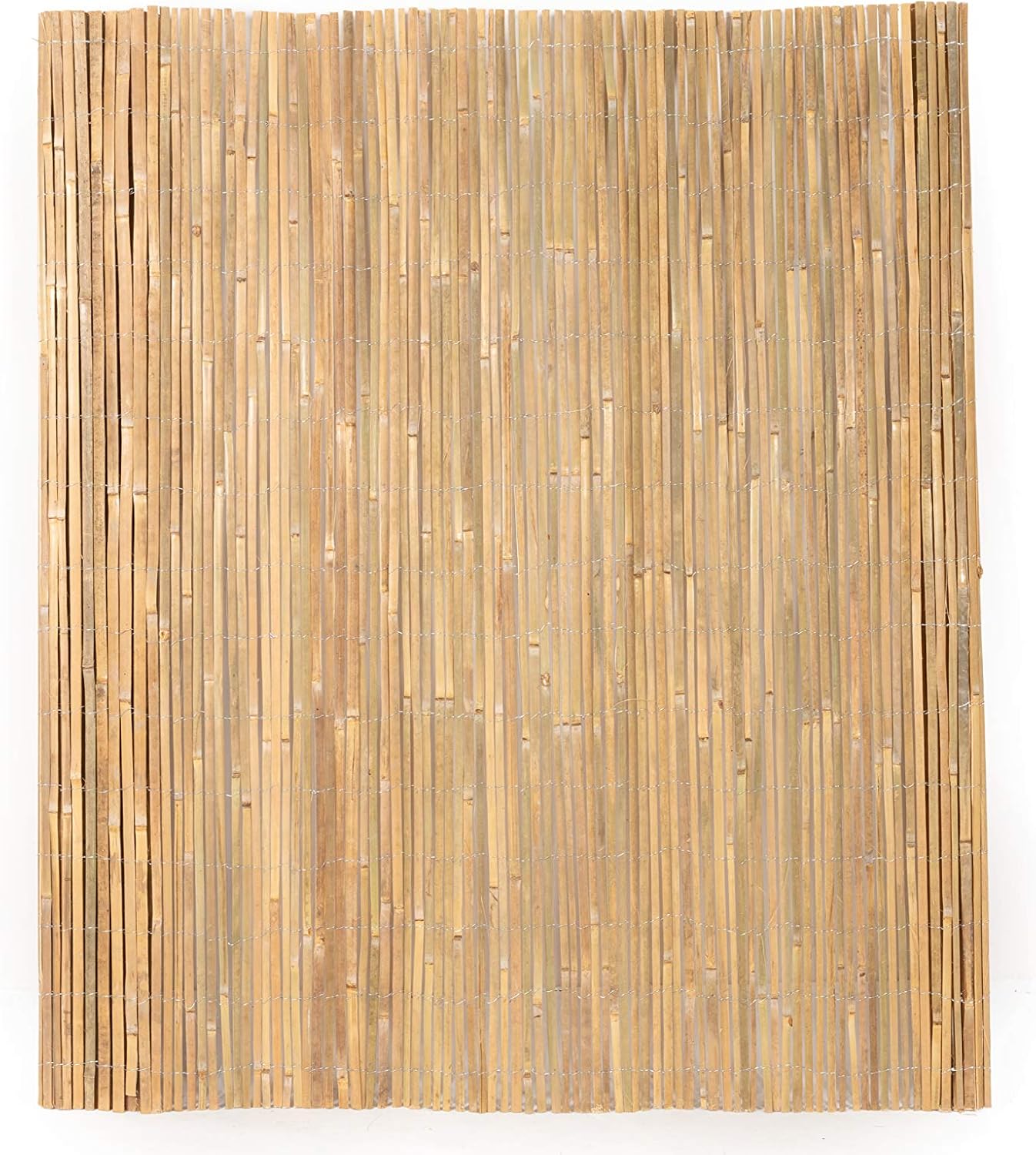 Mininfa Natural Bamboo Slat Screening, Eco-Friendly Privacy Slat Fence, Bamboo Screen Panel Roll for Balcony or as Wind and Sight Protection (1.8m x 4m)