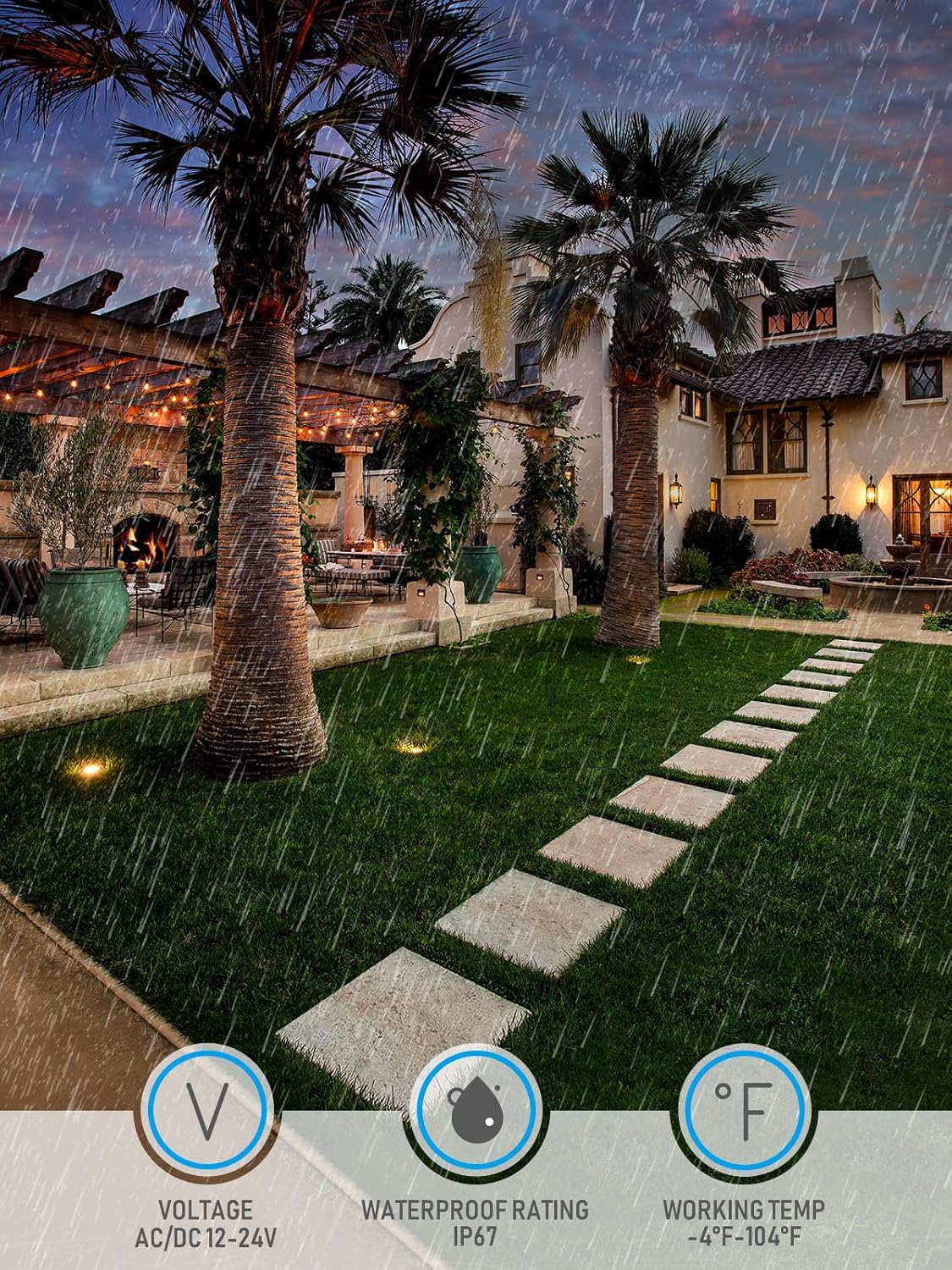 LEONLITE Dia. 4 Inch Well Lights Landscape LED In Ground, Grated Top, 3000K Warm White, 12-24V AC/DC CRI90 Low Voltage Garden Landscaping, Rock Color Aluminum Housing, Pack of 6