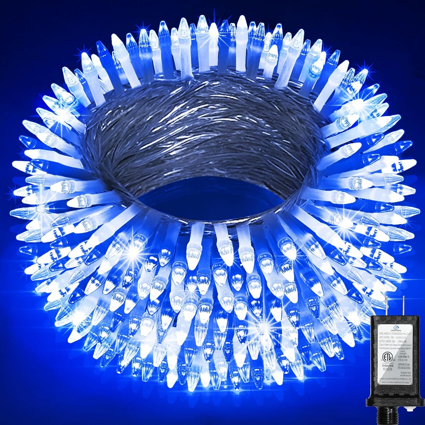 750LED Christmas Lights Outdoor Use, 240ft 12 Modes Blue and Cool White LED String Lights with Timer Dimmable, Waterproof Christmas Tree Lights for Xmas Patio Yard Fence Balcony Garden Decor