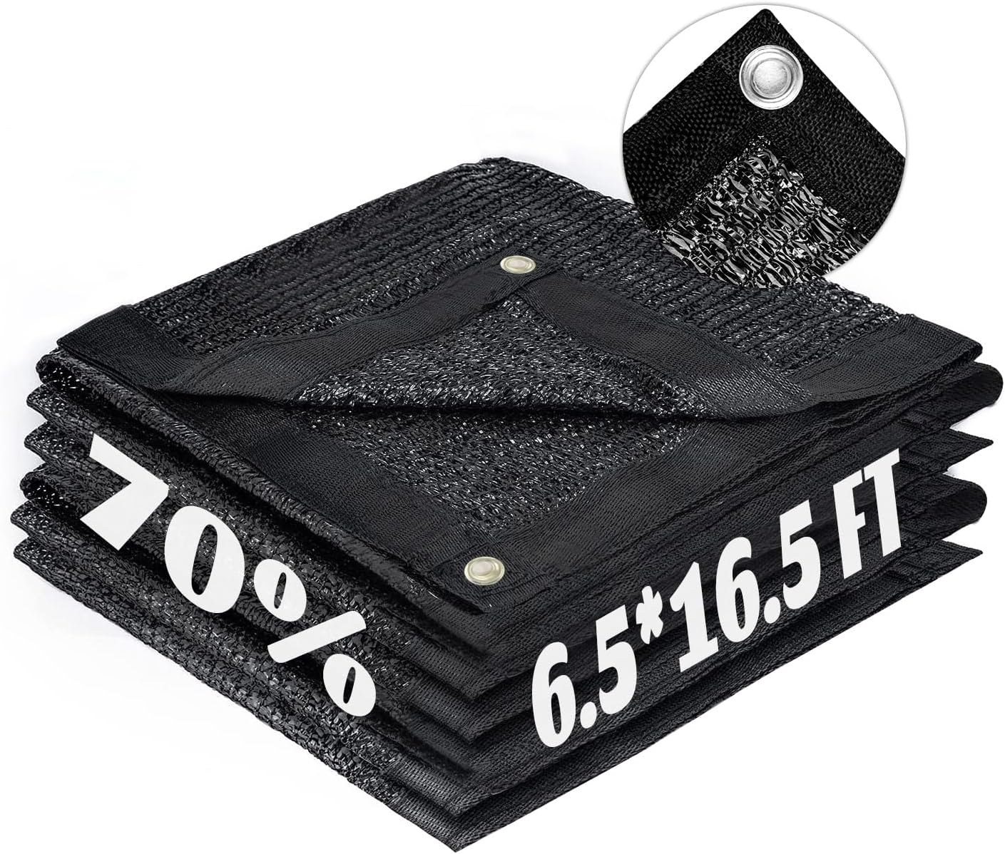 LOVE STORY 6.5x16.5FT 70% Black Shade Cloth Sun Shade Net with Grommets Sunblock Net Mesh Tarp for Garden,Plants Cover,Greenhouse and Patio