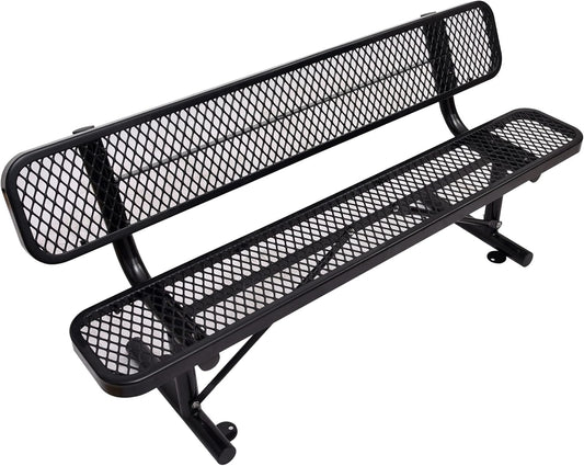 4/6/8 Feet Park Bench for Outside Heavy Duty Metal, Garden Benches Outdoor Bench with Backrest & Portable Frame, for Shopping Malls Stores Parks Patios Decks, Black