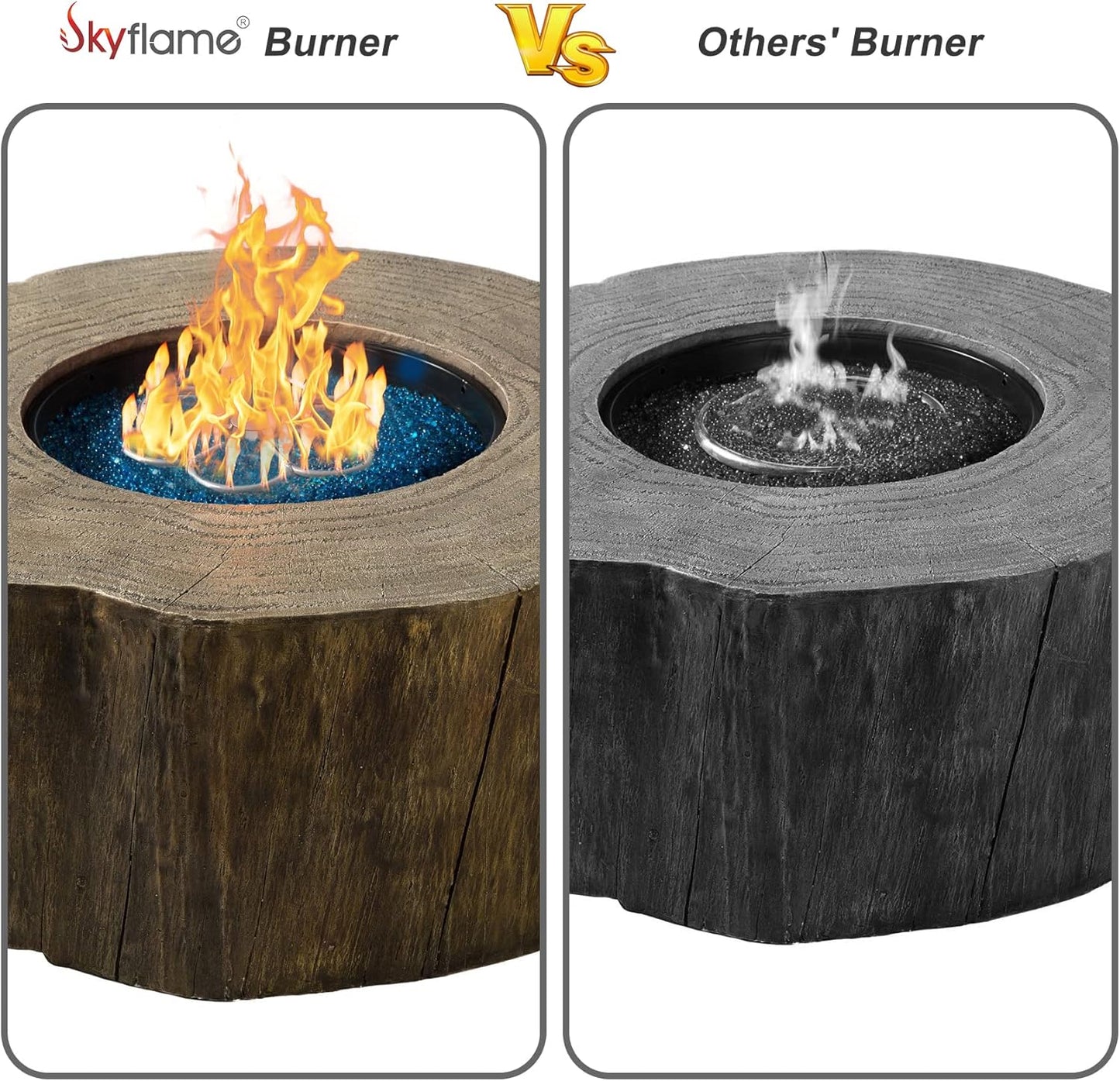 Skyflame 12-Inch Stainless Steel Fire Pit Burner, Flower-Shape Burner Ring for Fire Pit, Natural Gas & Propane Fireplace, Max BTU 90K