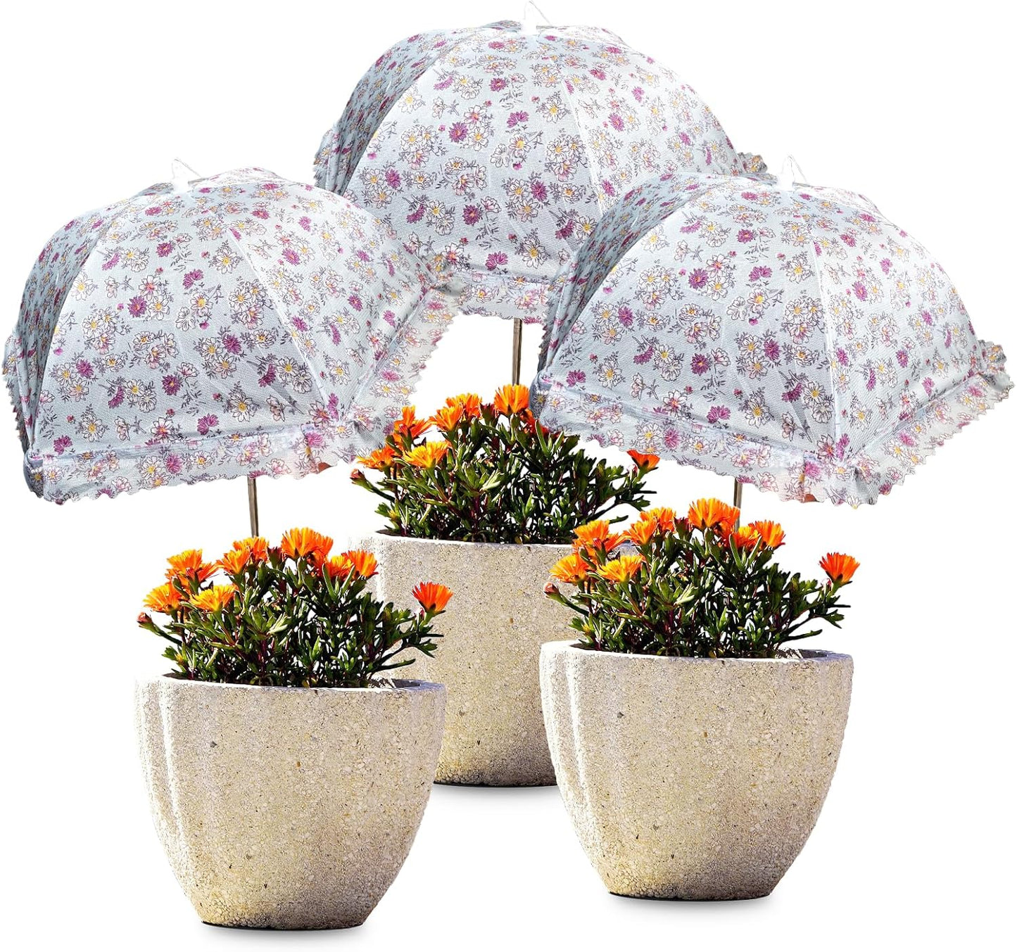 TIMSO Adjustable 3 Pack Plant Shade Umbrella for Outdoor Garden - Sun Protection Cloth & Umbrella for Plants, Potted Plants, and Garden Beds