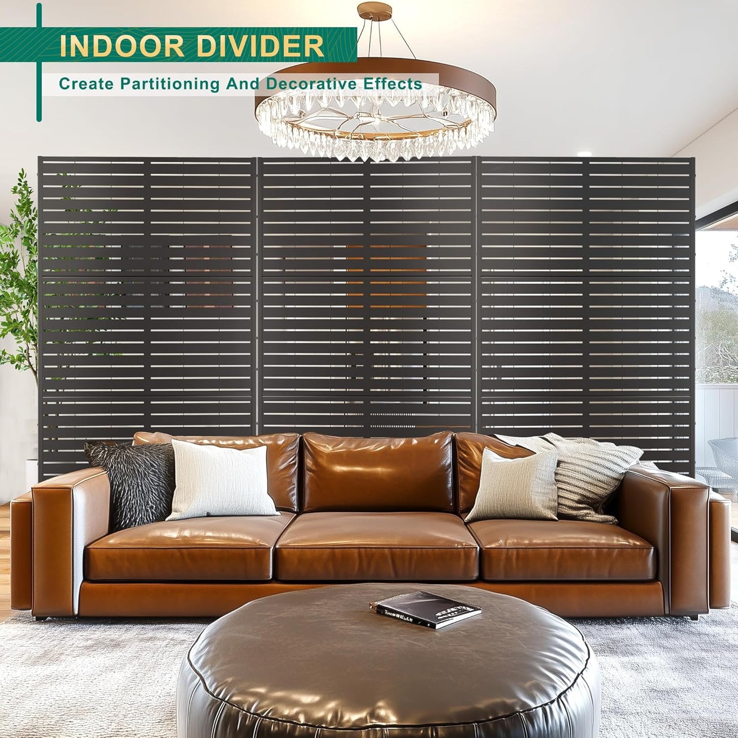 72" H×47" W Metal Privacy Screen Outdoor Privacy Screen Freestanding, Outdoor Privacy Screens and Panels for Patio Lawn Deck, Outdoor Privacy Panels Decorative Privacy Fence(Consists of 3 Panels)