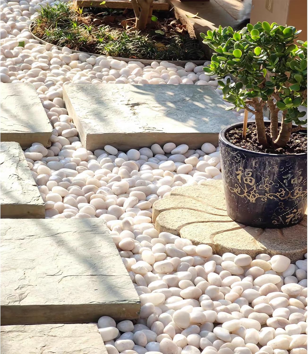 20 lbs White Pebbles for Indoor Plants, 0.8-1.2 inch Small River Rocks for Plants. Decorative White Stones for Planters Vase Fish Tank and Outdoor Garden Landscaping Rocks