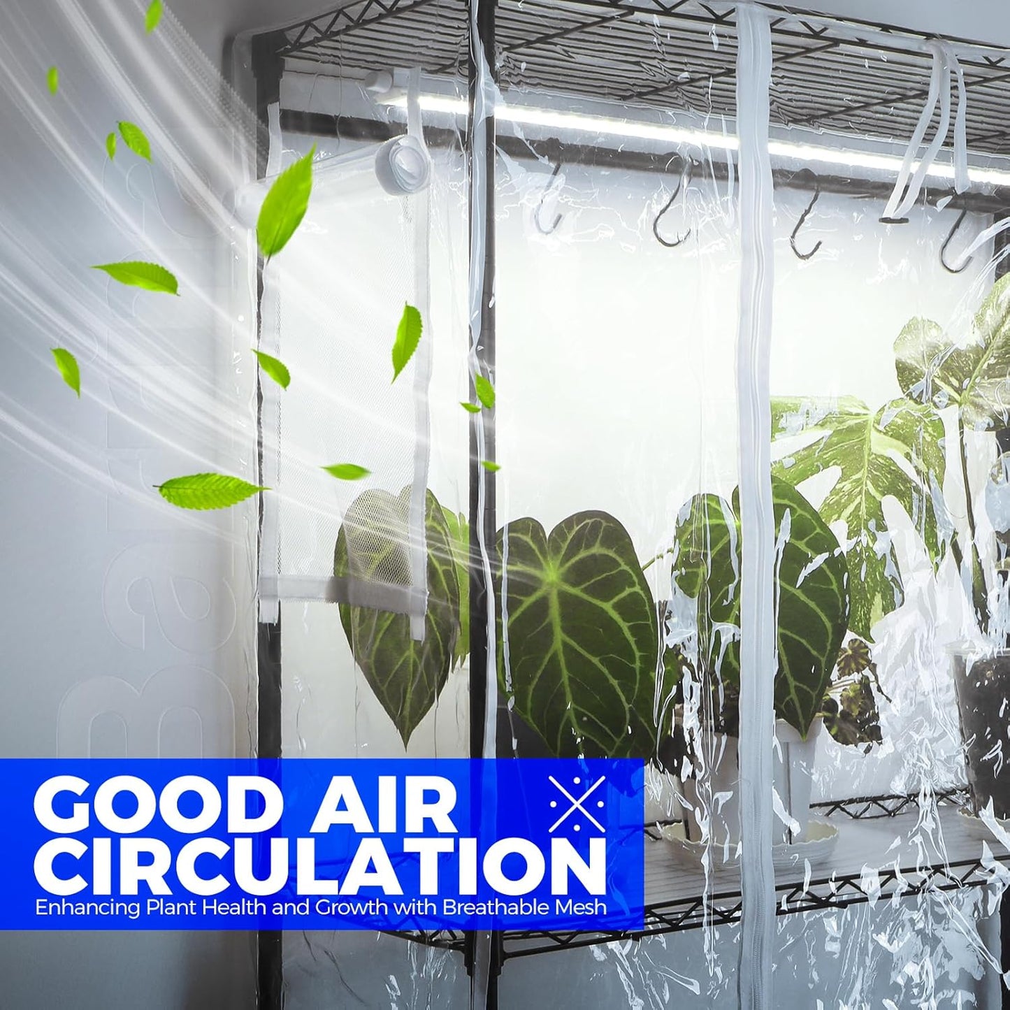 Barrina CX3Z Indoor Greenhouse with Grow Light, 4-Tier Metal Plant Stand with Zippered EVA Cover and Wheels, LED Full Spectrum 3FT 36W(per Light) Plant Growing Lamp with Timer, 35.4"x13.8"x70.9"