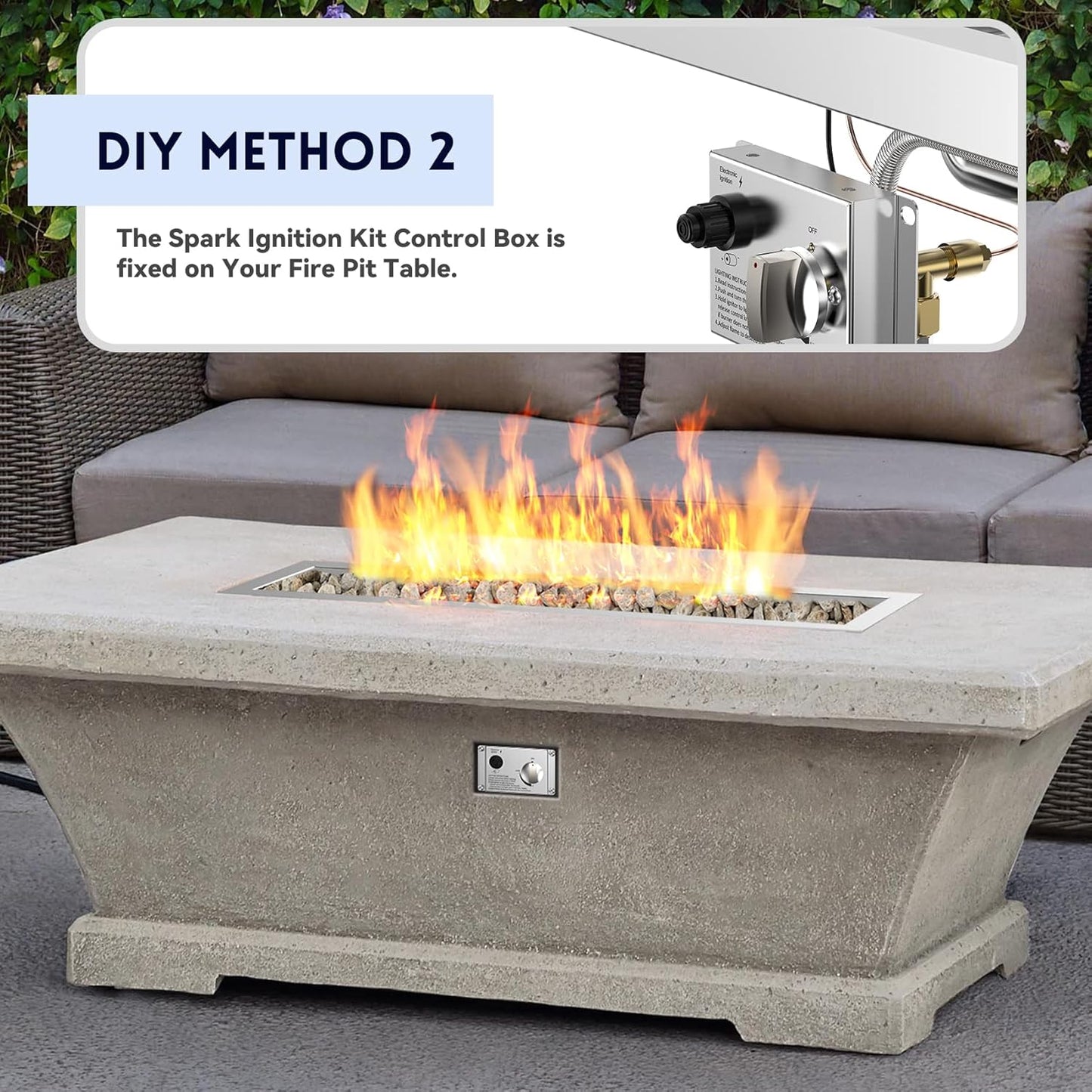 Skyflame 30" Linear Stainless Steel Fire Pit Drop-in Burner Kit with Flame Sensing, Electronic Spark Ignition, CSA Certified, and Propane Regulator Hose Set