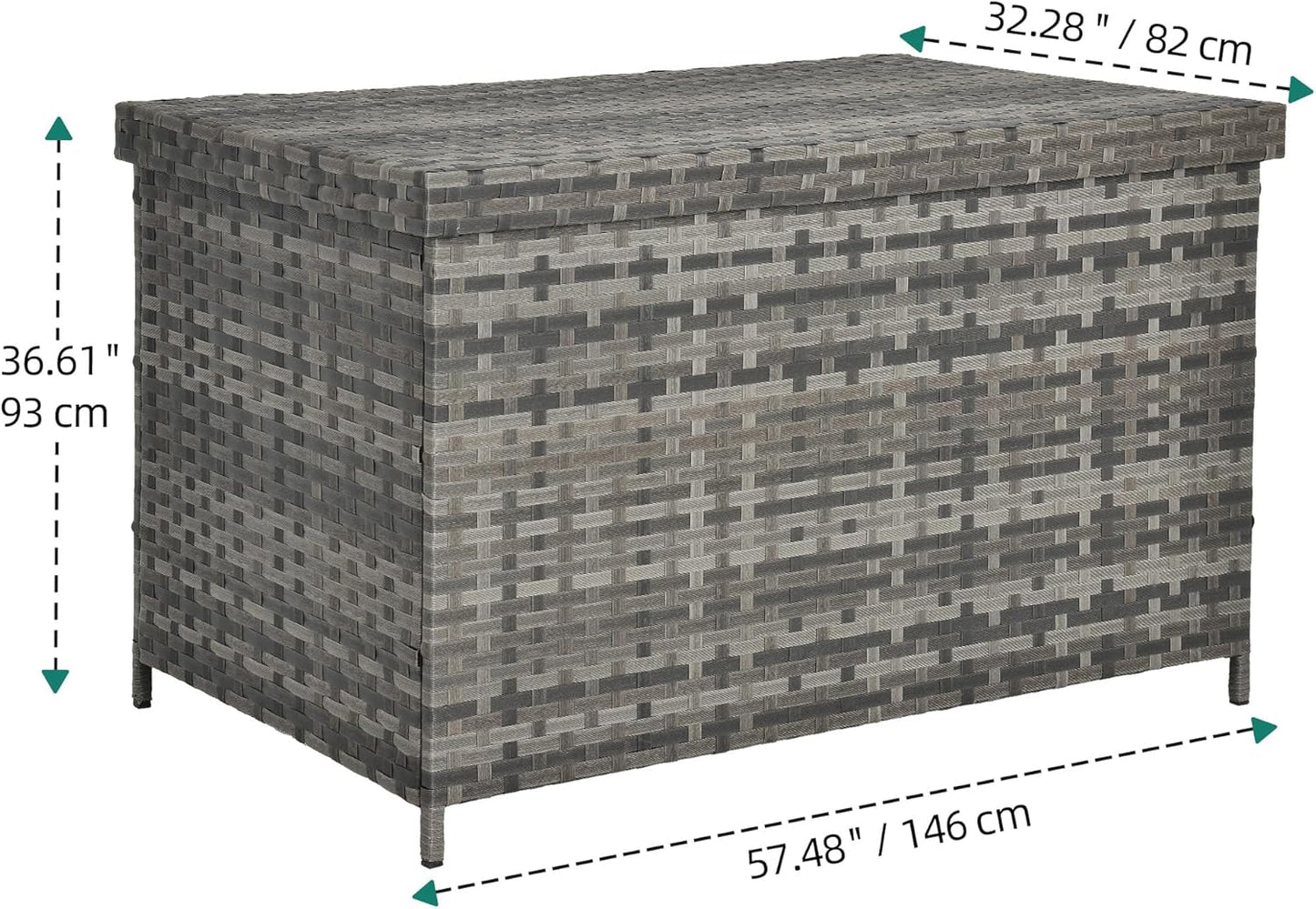 YITAHOME 230 Gallon Deck Box, XXL Wicker Outdoor Storage Box, All-Weather Storage Organizer for Patio Furniture, Outdoor Cushions, Pool Storage and Garden Tools (Grey)