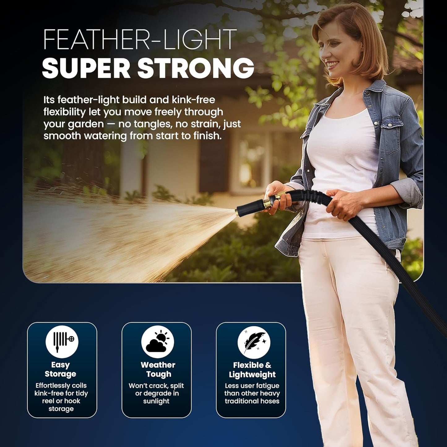 TITAN Flexible Garden Hose 10FT – Ultra Lightweight, Heavy Duty Water Hose with Brass Fittings & Jet Nozzle – Kink-Free, Non-Expanding, Durable Fabric Hose for Yard, Lawn, Car Wash, Outdoor Use