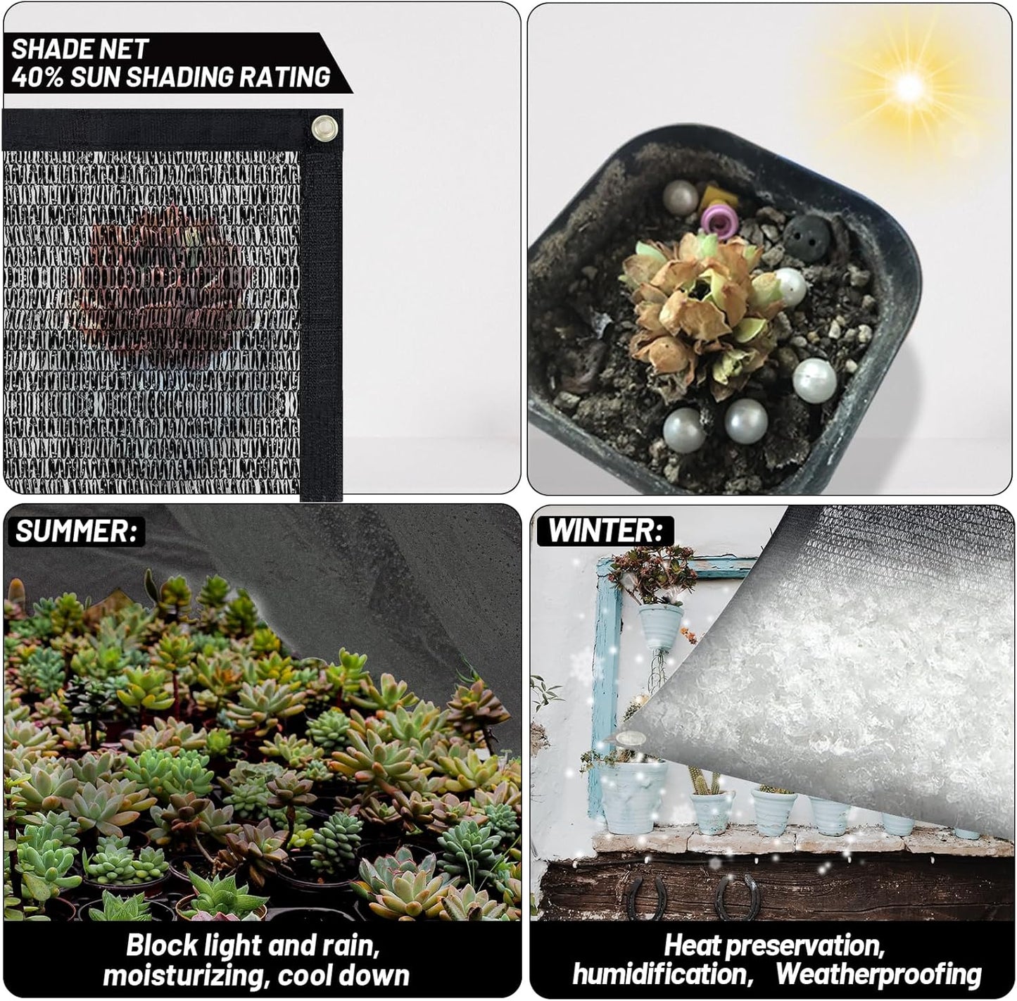 Cool Area 40% Sun Shade Cloth Mesh Tarp with Grommets for Plant Cover 10x20ft Patio Canopy Garden Pergola Blackhouse Car Barn Kennel Black