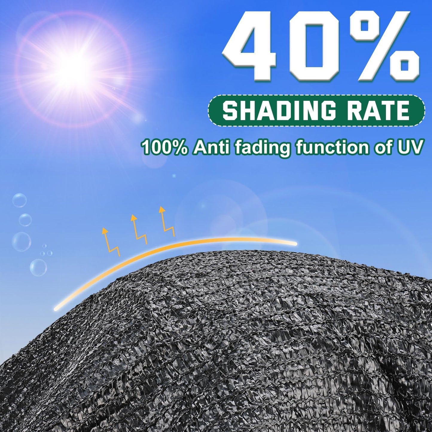 Kesfitt Garden 40% Shade Cloth, Resistant Sun Shade Net 10x20FT Mesh Tarp with HDPE Material and Reinforced Grommets Shade Trap for Greenhouse, Plant, Pergola, and Backyard Patio Sunshade