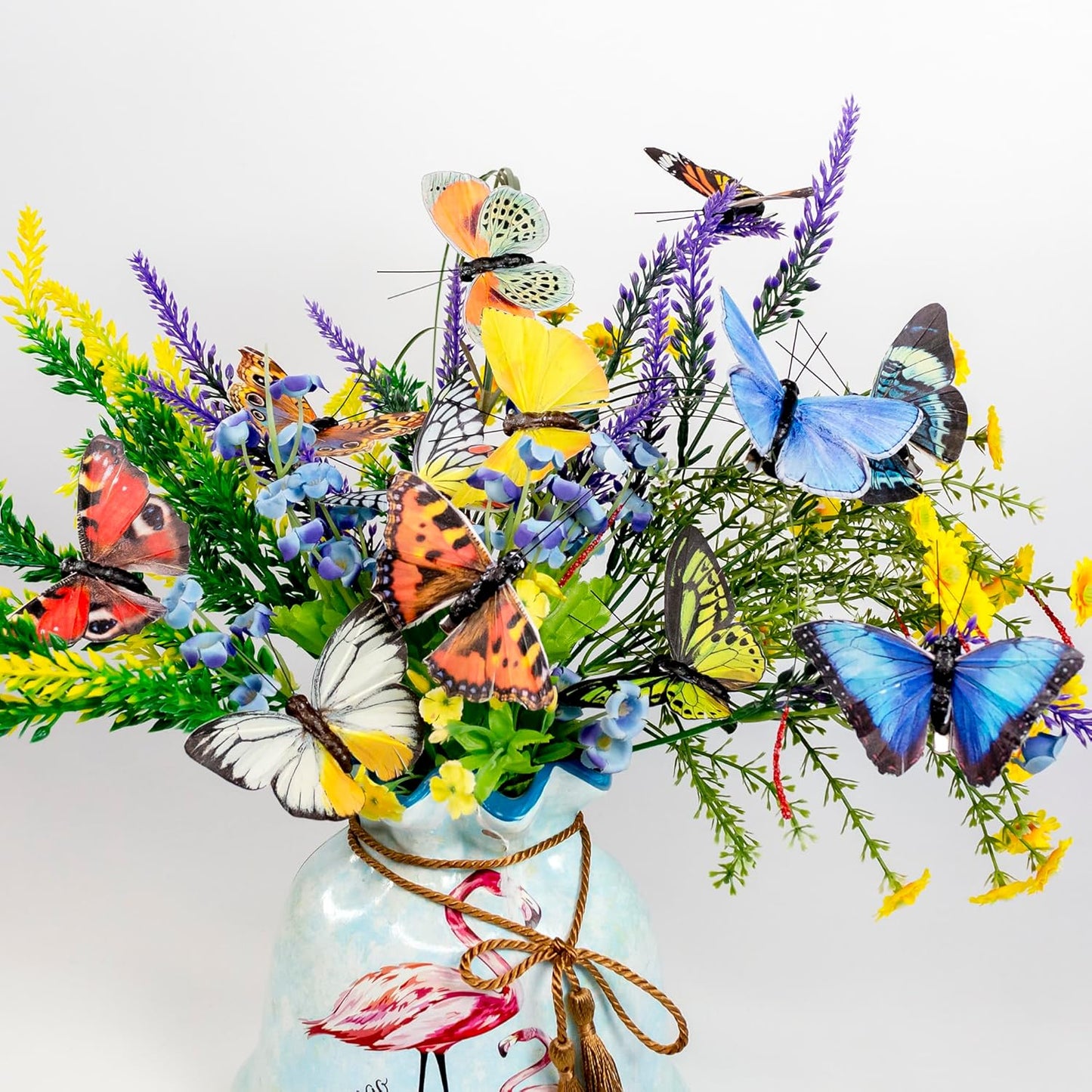 Berfutall-Artificial Feather 3D Butterfly Party Decorations Set of 12 with Clip 12 Color Ornaments for Christmas Tree