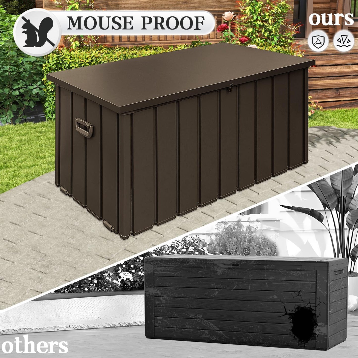 Domi 120-Gallon Outdoor Storage Box – Waterproof, Lockable Storage Cabinet for Patio Furniture, Garden Tools & Pool Supplies – Large Metal Storage for Cushions, Toys & More