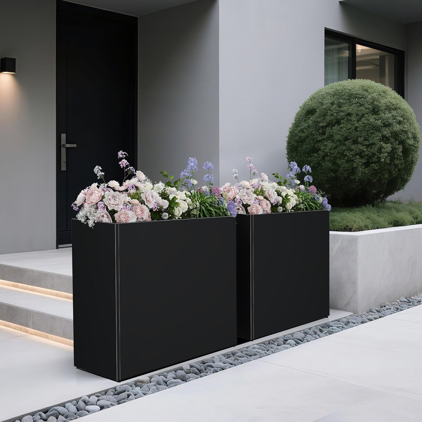 Tall Metal Planter for Outdoor Plants,38"Lx13"Wx30"H All-Weather Durable Plant Box,Large Rectangular Planter with Drainage Holes & Removable Shelf,Modern Decor for Tall Small Plants, Trees, Flowers