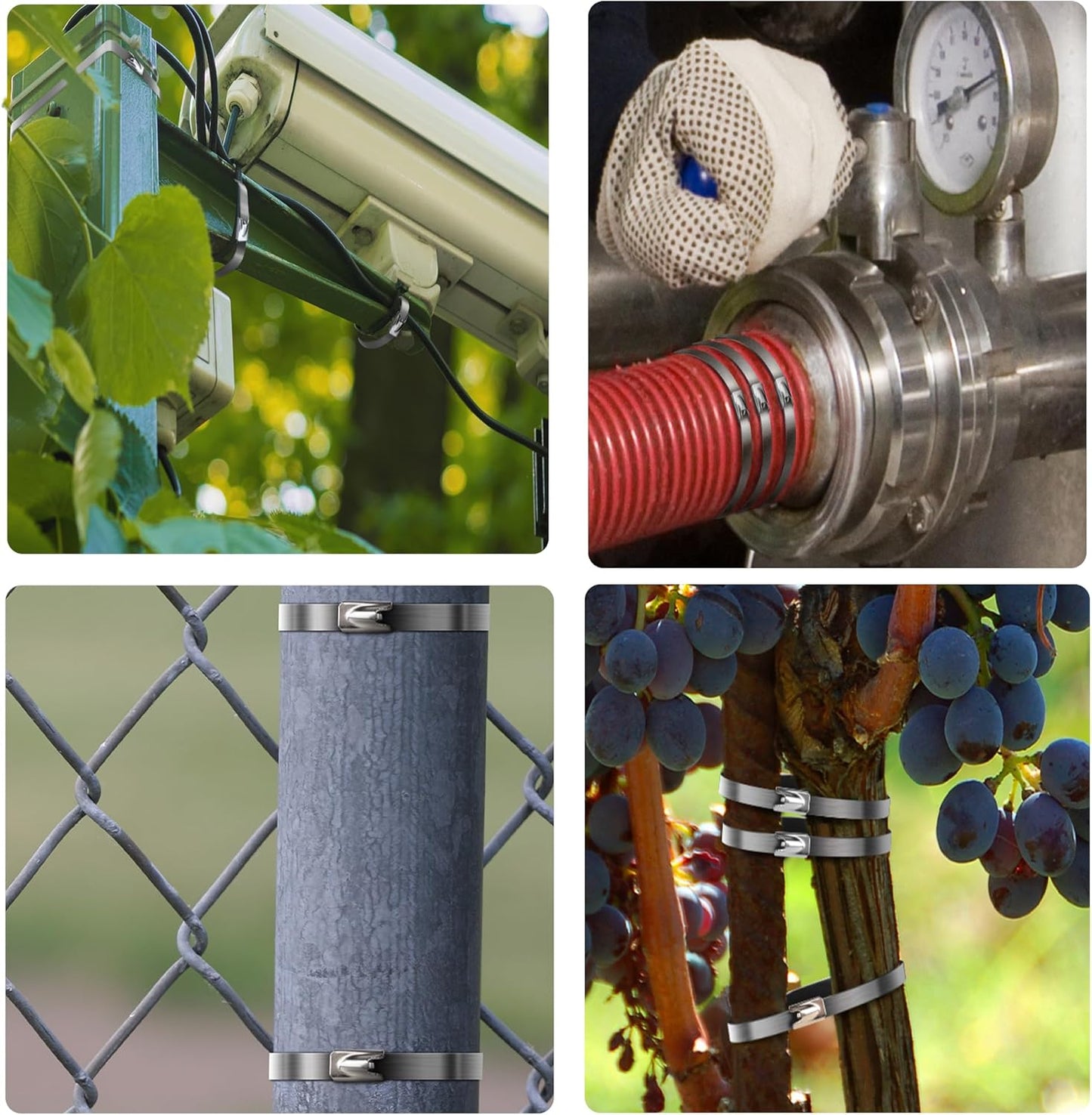 Stainless Steel Zip Ties 11.8 inch 100pcs, 304Stainless Steel Metal Zip Ties Multi-Purpose Heavy Duty Self-Locking Cable Ties for Machinery, Fence, Vehicles, Farms, Cables, Pipesas Well