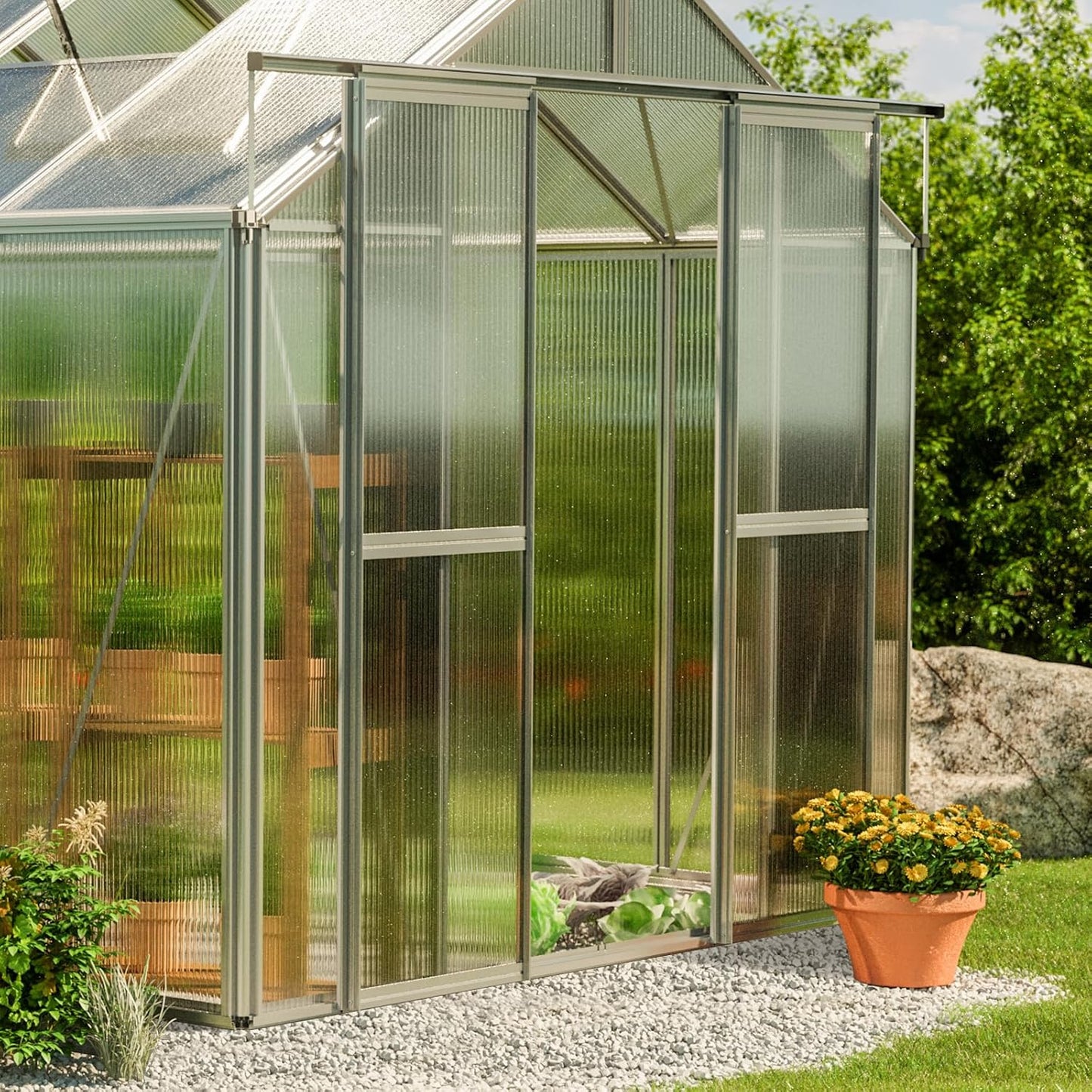 Greenhouse Saphir 3 Aluminum Frame 8.5 x 6.4 ft with Approx. 6 mm Polycarbonate Panels