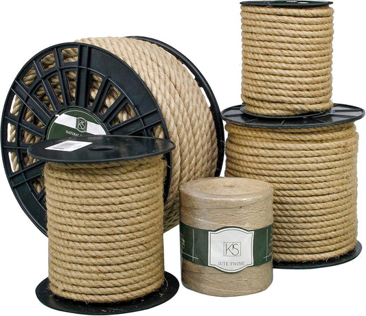 Premium Quality Natural Jute Rope Smell Free, Biodegradable, Hemp Sisal Manila, Crafts, Decoration, Camping, PET Friendly - Handmade DIY (3/4" 100 ft)