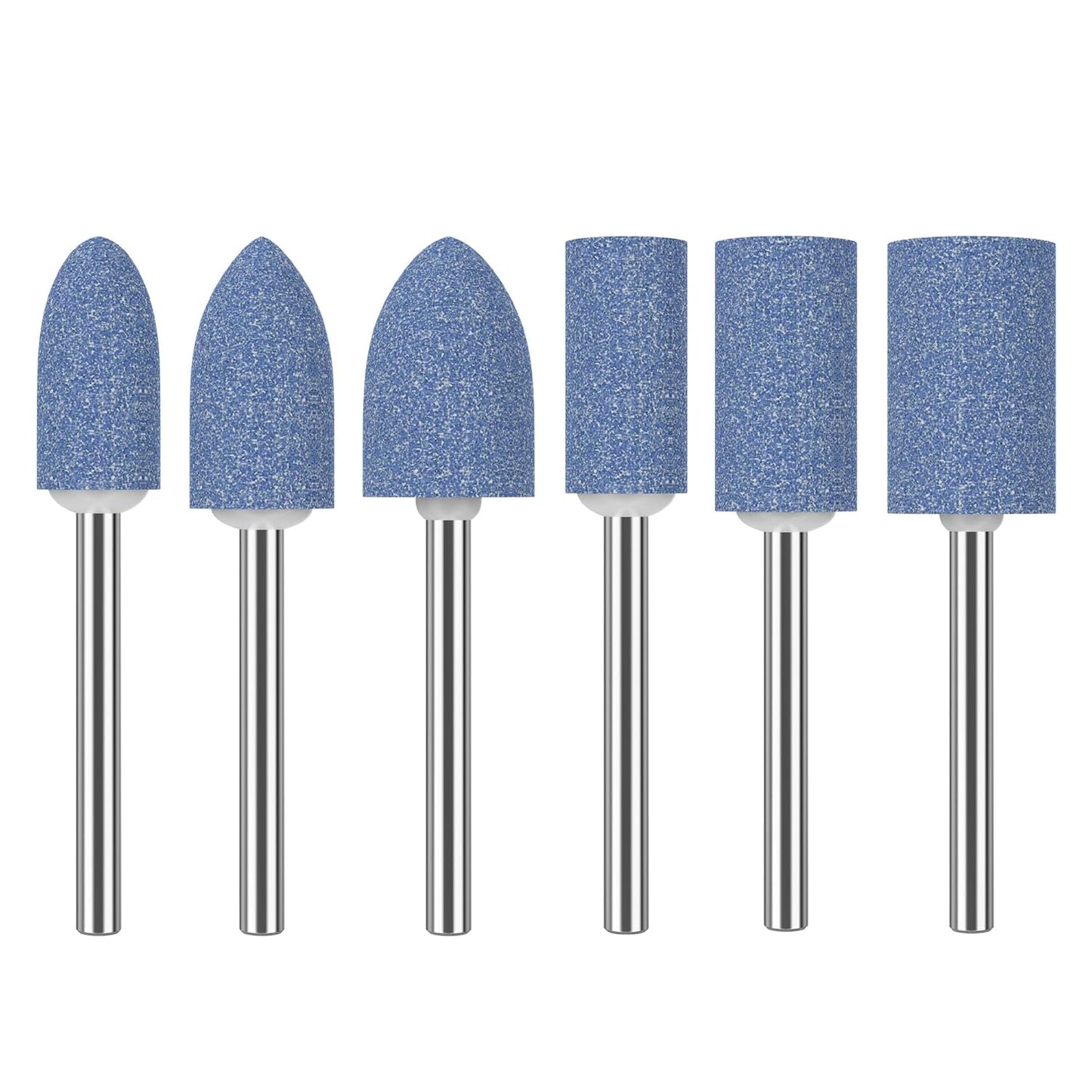 HUHAO 6Pcs Rotary Grinding Stone- 3mm Shank Assorted Shape Abrasive Stone Mounted Grinding Point Sharpening Bits for Rotary Tool Drill, Grinding, Polishing