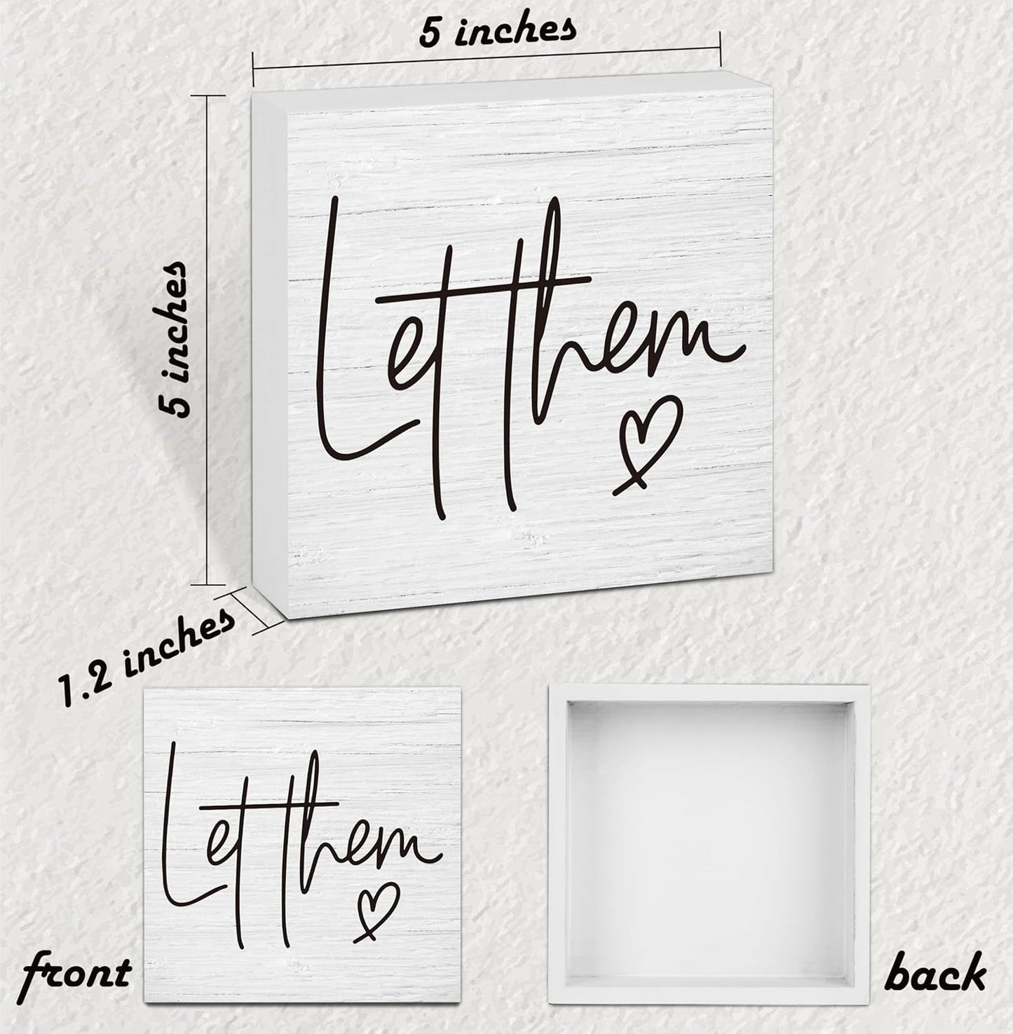 Let Them Wooden Sign, Desk Decorations For Women Office, 5x5 Inch Farmhouse Funny Office Decor Wood Box Sign, Desk Shelf Cubicle Accessories, Appreciation Gifts for Coworkers Boss, 04