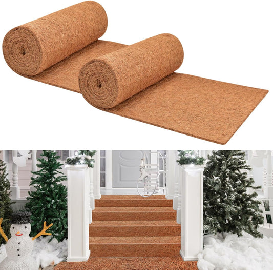 ZeeDix 2 Pack 16 x 80 x 0.28inches Thickened No-Slip Ice and Snow Carpet Mats- Natural Coconut Fiber Carpet for Garden, Front Door, Stairs, Porch Outdoor Safer Walking
