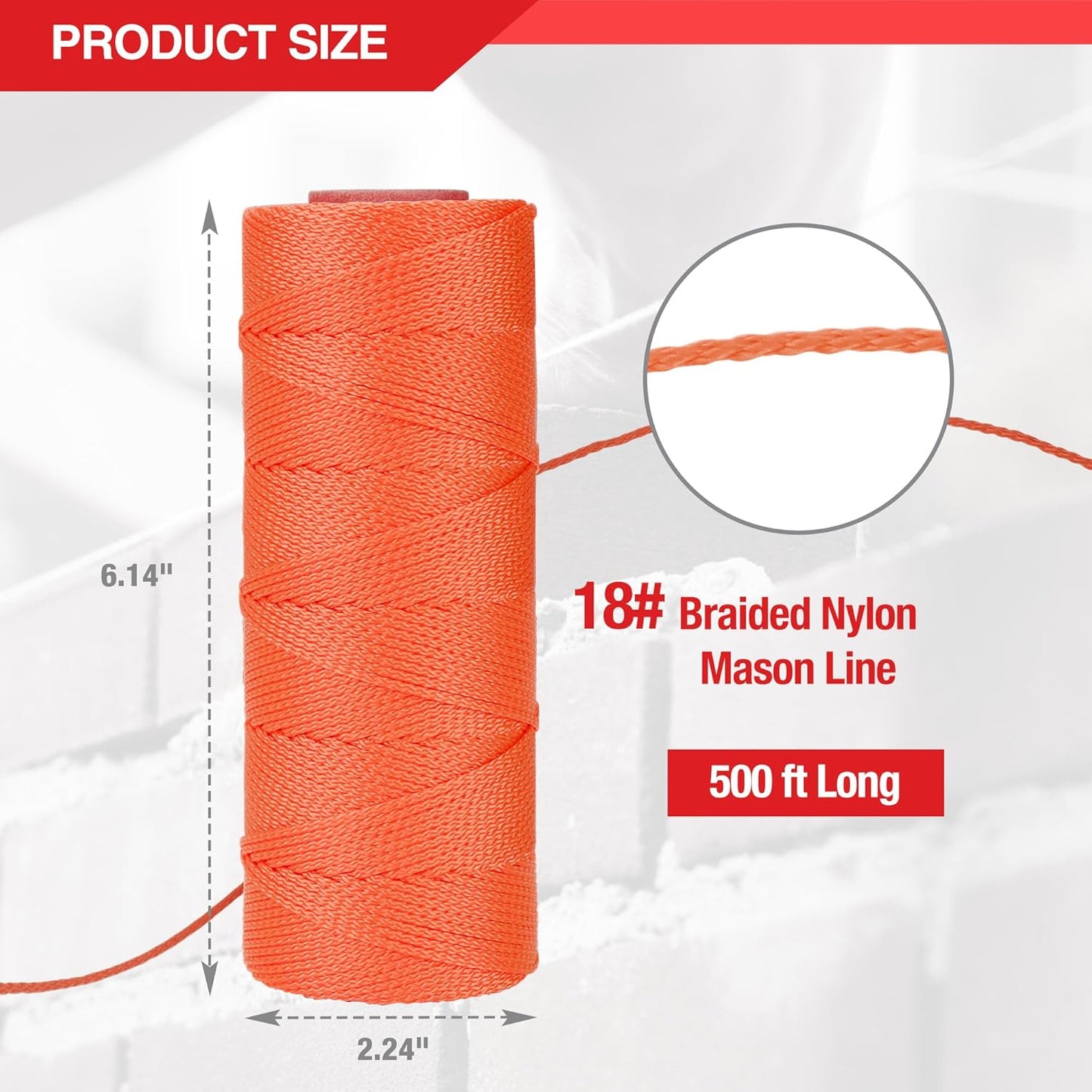 Goldblatt Mason Line, 500 Feet #18 Braided Nylon String, Perfect for Gardening or Masonry Tools
