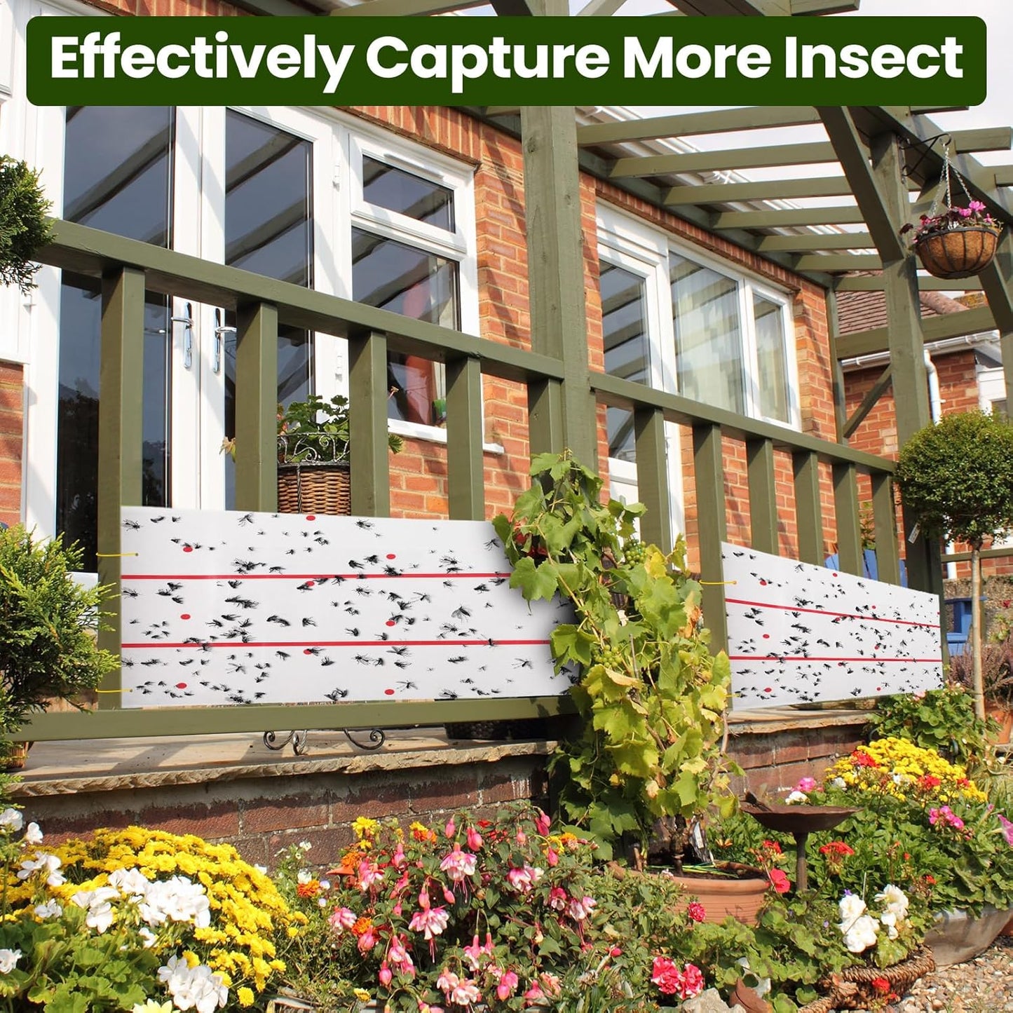 Qualirey Giant Sticky Fly Traps,30 Feet Fly Strips for Indoor Outdoor Hanging Flying Tapes Non Toxic Ribbon Fruit Gnat Killer for Mosquito Plants House Horse Stable (White,2 Pcs)