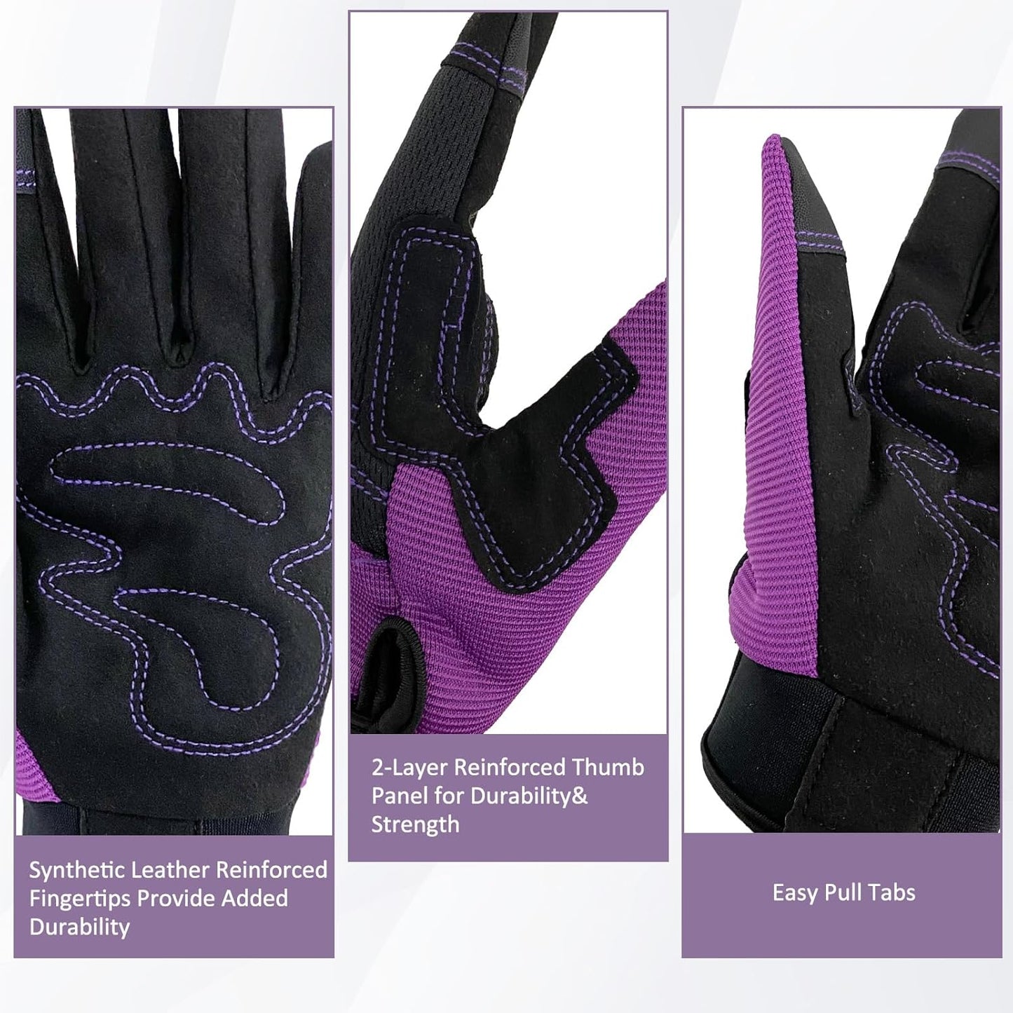 Safety Work Gloves,Multipurpose Working Gloves for Men,Multifunctional Synthetic Leather Spandex Mechanic Gloves,Gardening Glove Gifts for Men,Tounchscreen (Purple, Extra Large), 24096001-8