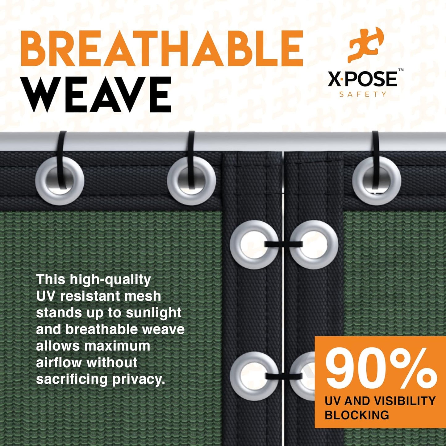 Xpose Safety Privacy Fence Screen 4’ x 50’ – Heavy Duty Green Mesh with 90% Visibility Block, UV Protection – for Garden, Yard, Nursery, Kennel, Dog Run, Greenhouse