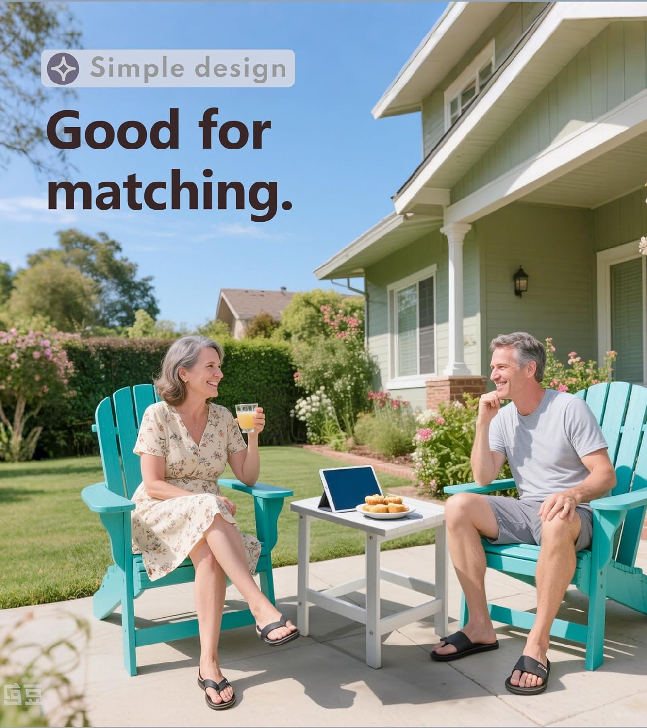 PASAMIC Adirondack Square Side Table, HDPE Outdoor Side Tables, Weather Resistant End Table for Patio, Backyard, Pool, Indoor Companion, Beach, Easy Maintenance (White)