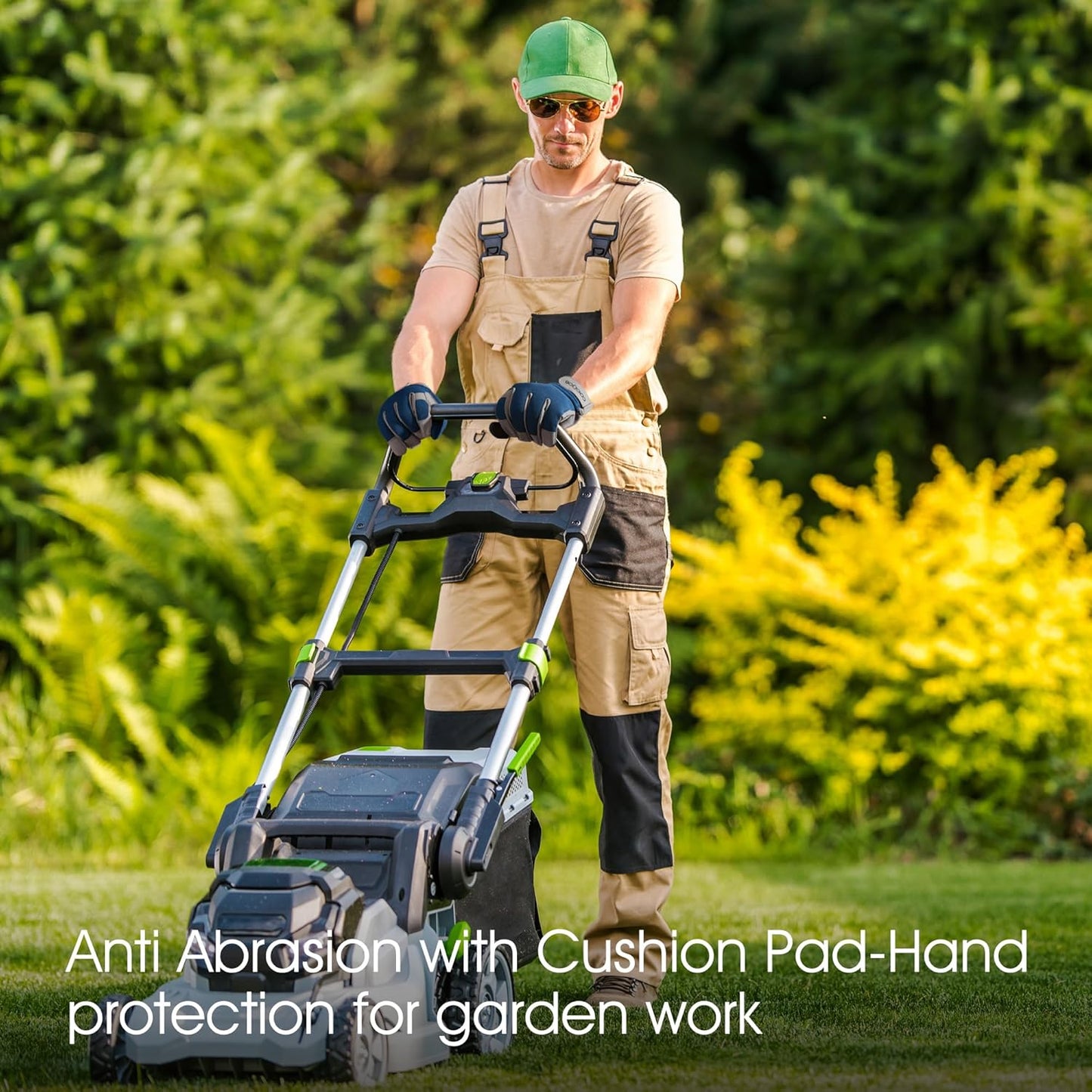 COOLJOB Thorn Proof Garden Gloves with Touchscreen Fingers for Men, Rose Pruning Work Gloves with Palm Cushion for Gardener, Farmer and Landscaper (Navy 1 Pair Small)