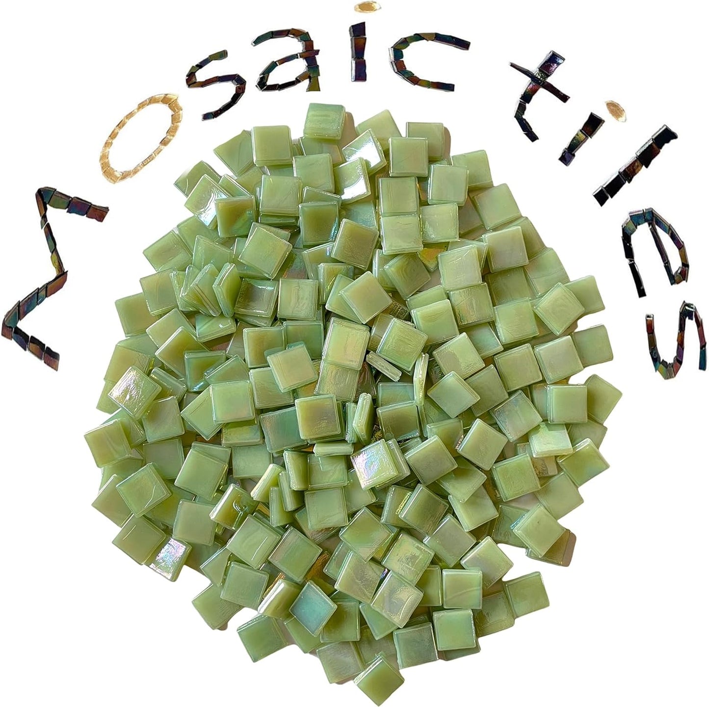 SMEIINIK 1.1lb Bulk Single Iridescent Color Mosaic Tiles for Crafts, Glass Mosaic Pieces for Mosaic Puzzles, Mosaic Making Supplies(WJ21-13)