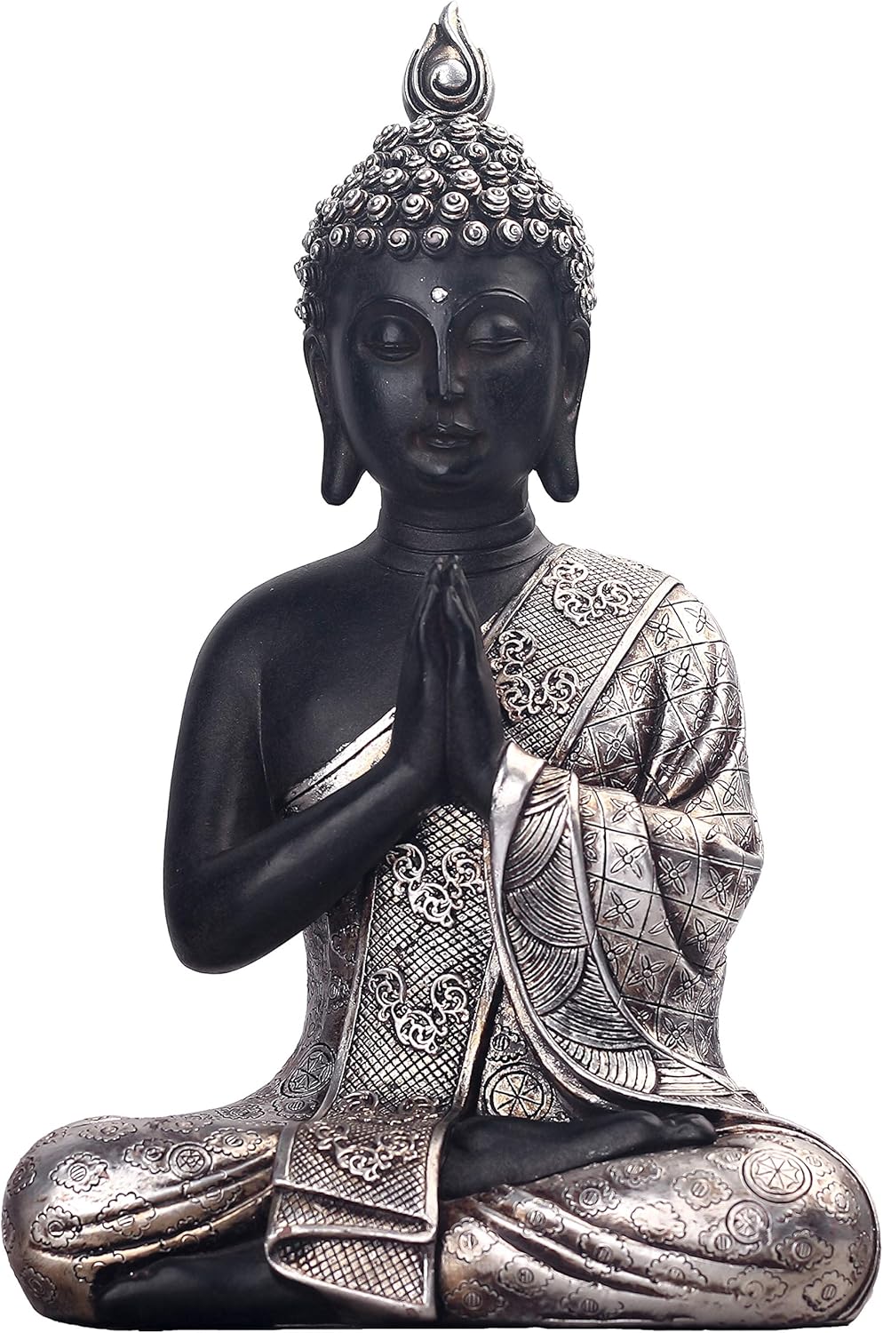 JORAE Seated Buddha Statue Buddhism Thai Meditating Home and Garden Decorative Sculpture Praying Collectibles Figurines, 9.5 in, Polyresin