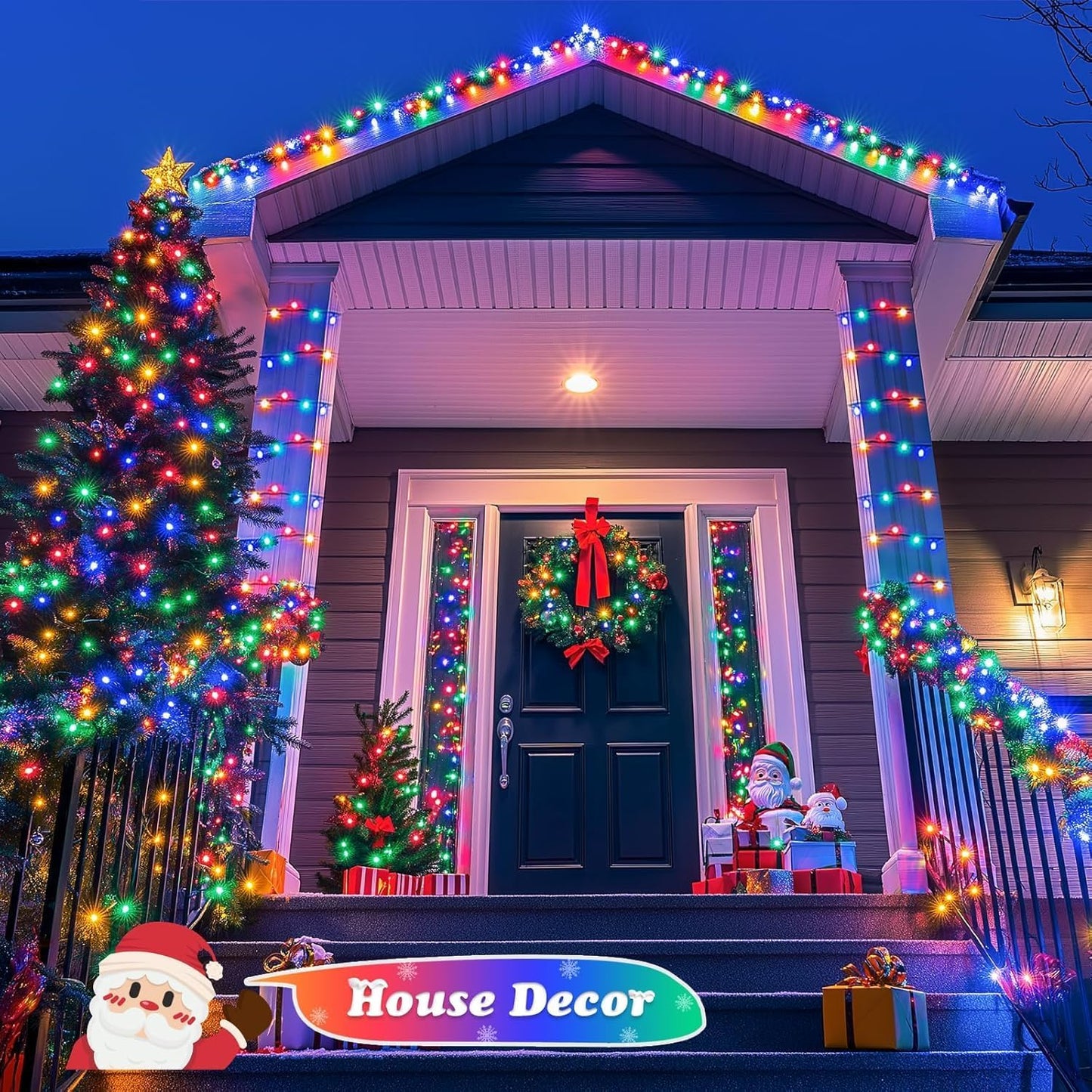 JMEXSUSS 2 Pack Solar Christmas Lights Outdoor Waterproof, Total 400LED 151FT Multi Colored Christmas Lights, 8 Modes Solar String Lights for Outside Tree Patio Garden Xmas Christmas Decorations