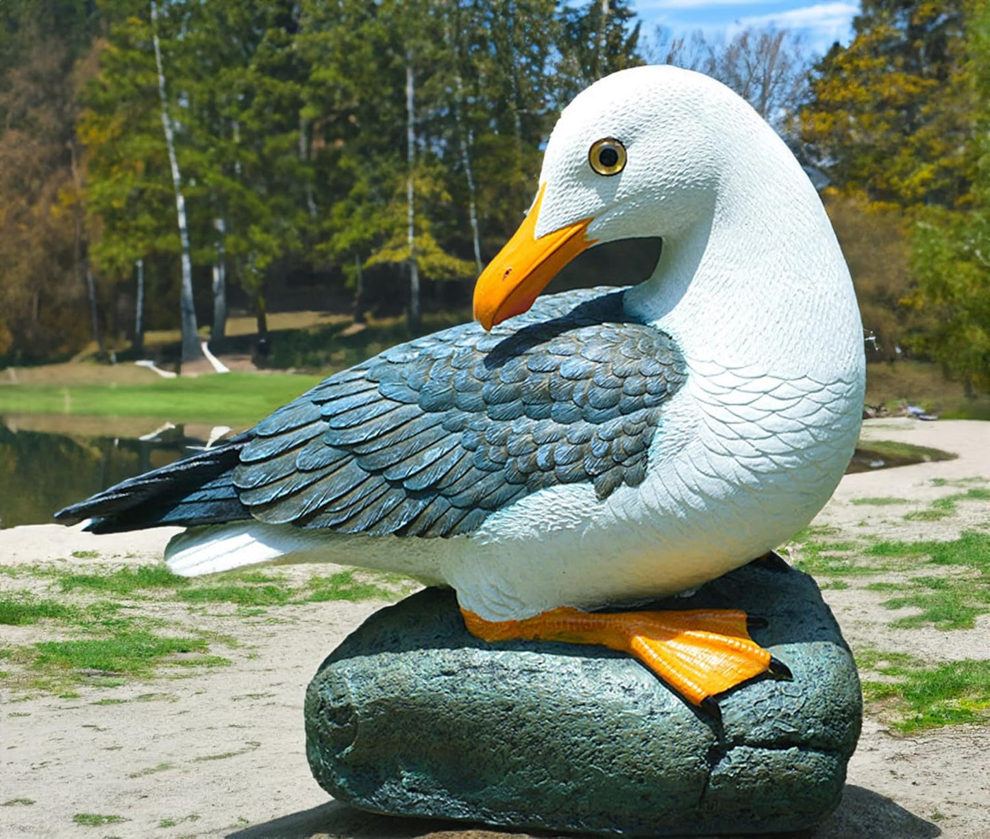 Real Seagull Figurine Garden Decorations,Seagull Statue Outdoor Decoration,Sea Bird Figurine Nautical Statue Coastal Beach Home Decorations Nautical Seagull Sculpture