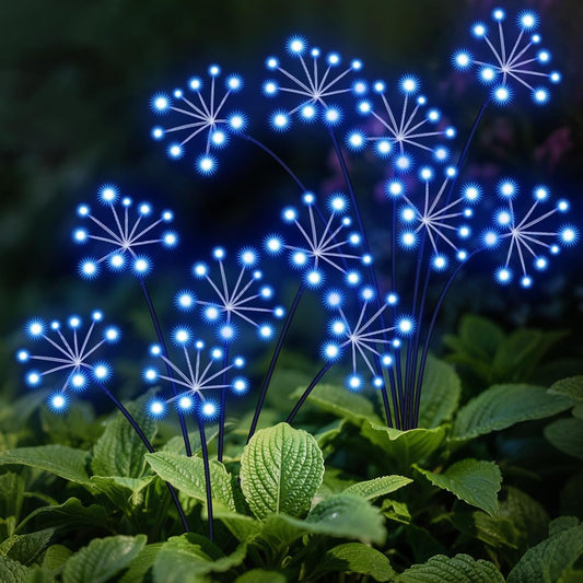 Solar Garden Lights 2 Pack Waterproof Swaying Starburst Light Solar Outdoor Lights for Yard Patio Walkway Pathway Party Wedding Decoration, Unique Gifts for Women, Blue