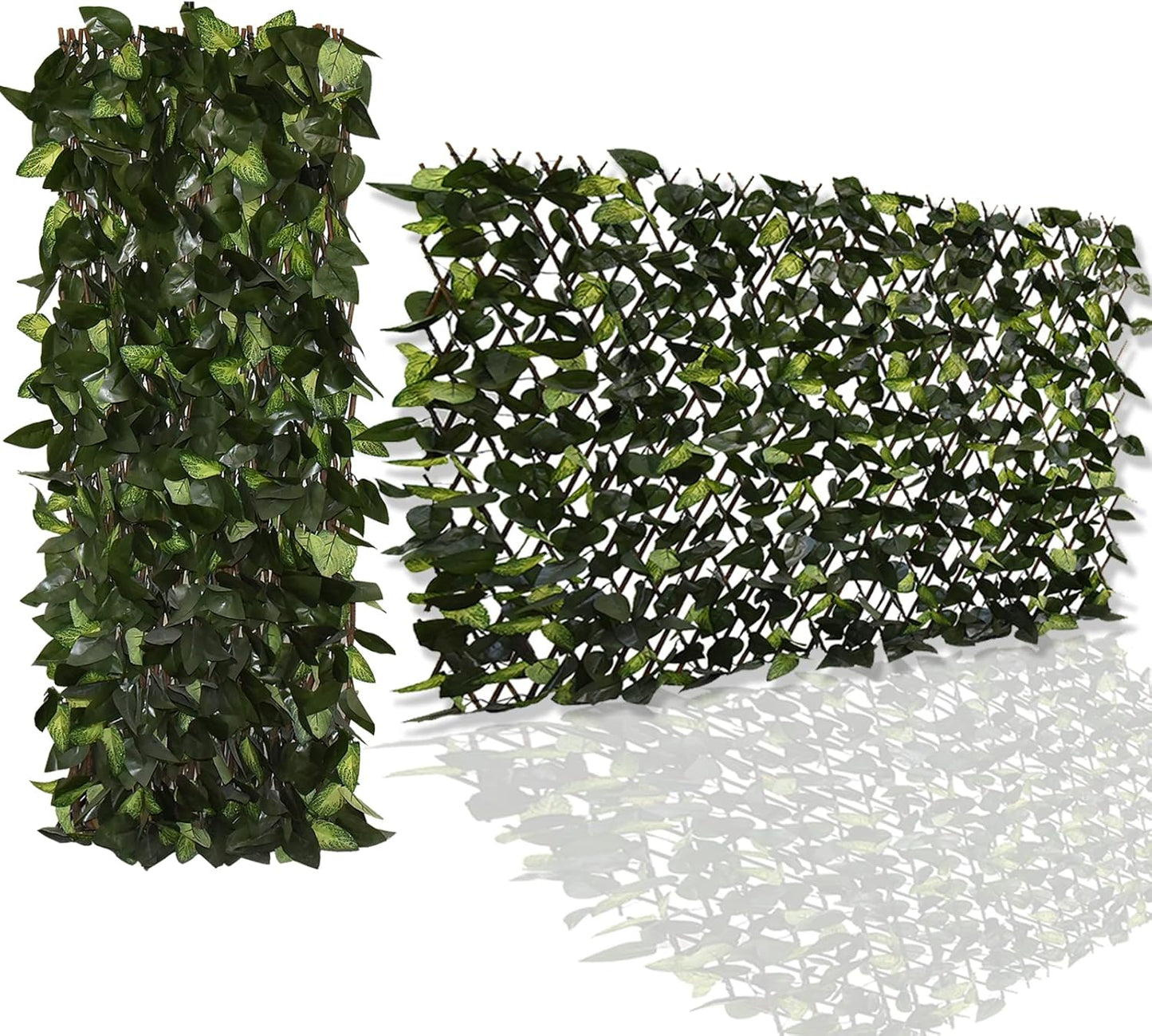 Expandable Faux Ivy Fence,Artificial Privacy Screen Decor for Outdoor Wall, Balcony and Patio, Single Sided Leaves (Green,2)