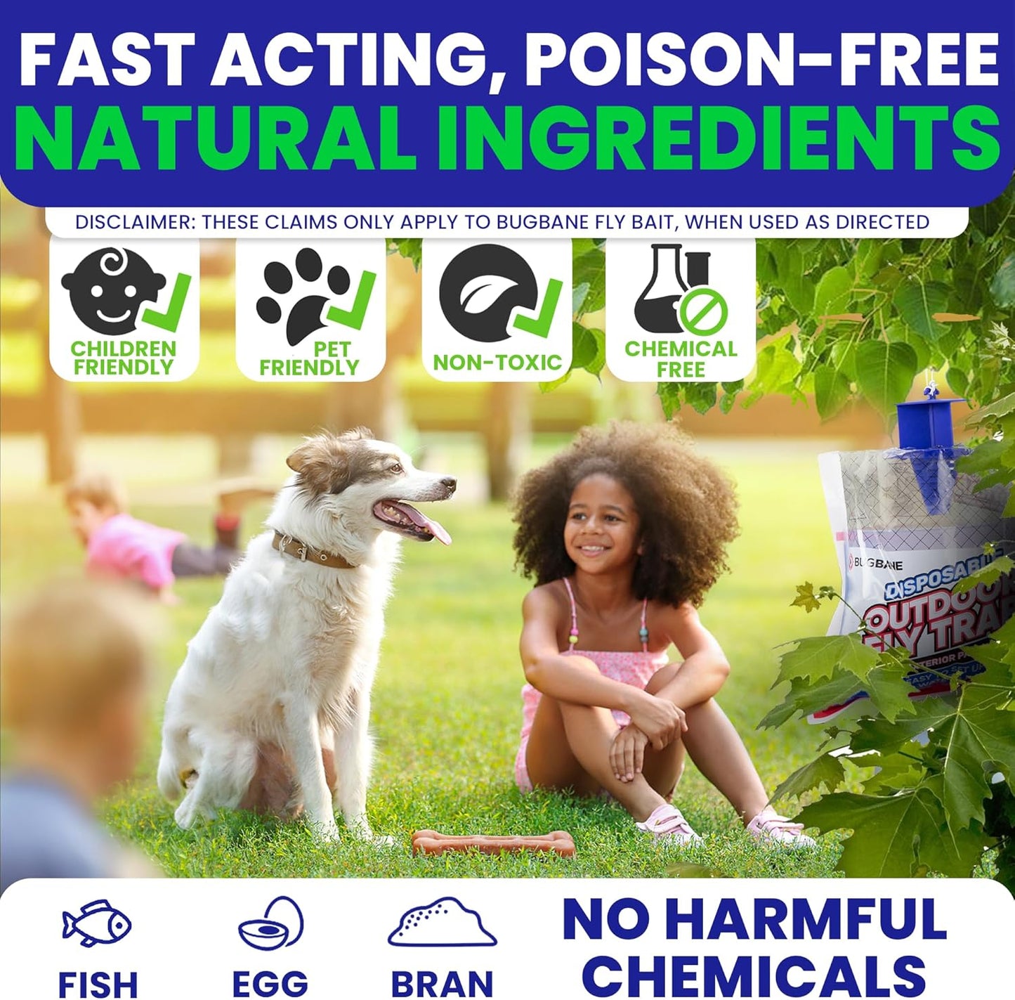 Fly Traps Outdoor Fly Trap for Patio. 9 Non-Toxic Pre-Baited Flies Bags Outdoor Disposable. Hanging Bug Catchers for All Filth Flies Killer for Outside Bug Control in Yard Horse Ranch Trash Can