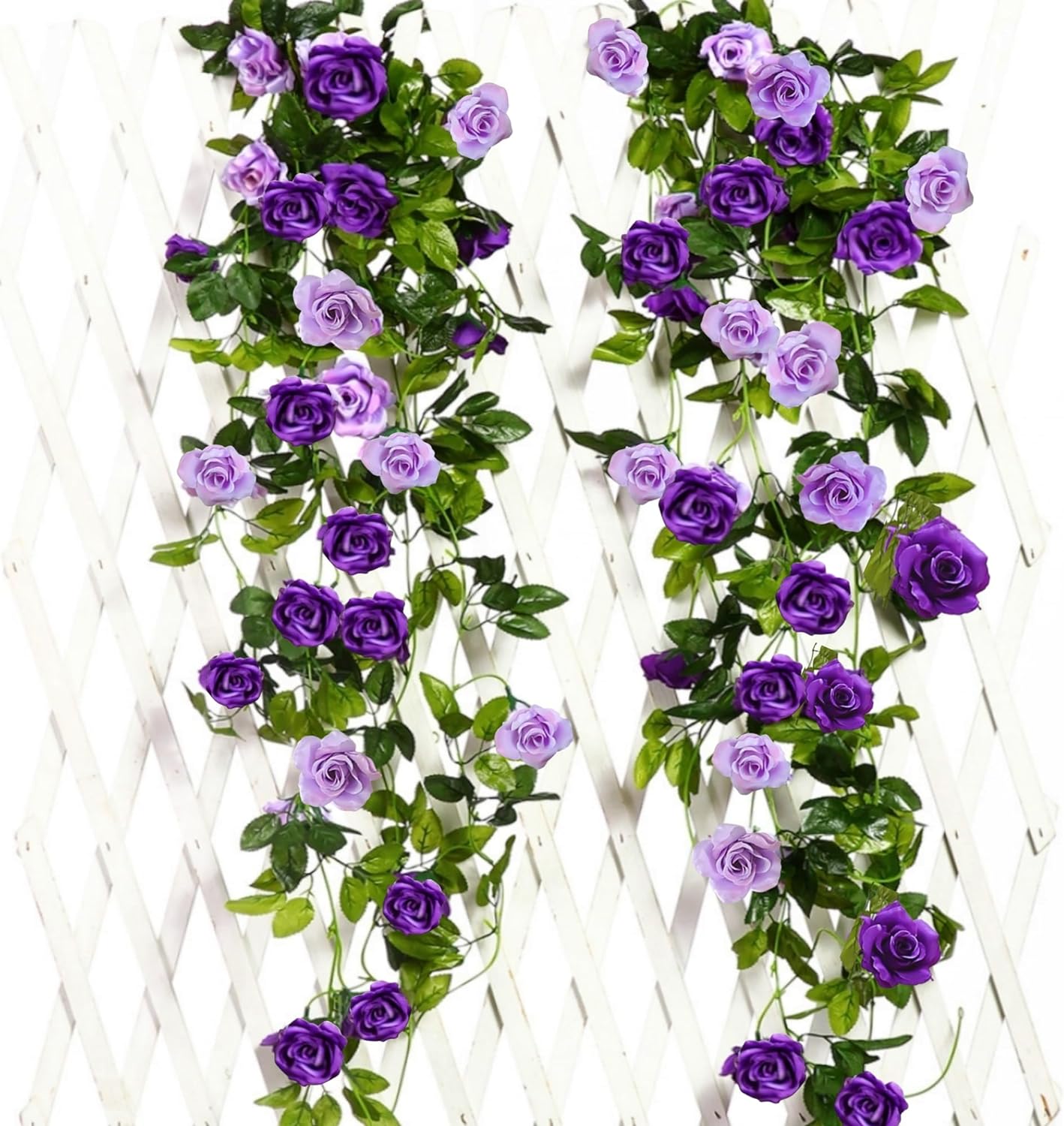 JUSTOYOU 2 Pack (15.8FT) Fake Rose Garland, Artificial Roses Vines Flower Garland Hanging Floral Vine Wedding Home Backdrop Party Arch Arrangement Decoration