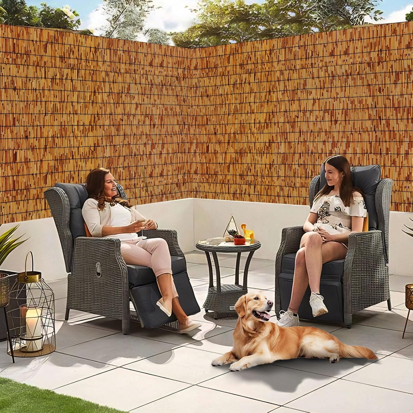 Reed Fencing Rolls,Patio Privacy Screen 5 Feet High,Decorative Bamboo Fence Rolls for Patio Balcony Garden Backyard Outdoor,5x16FT