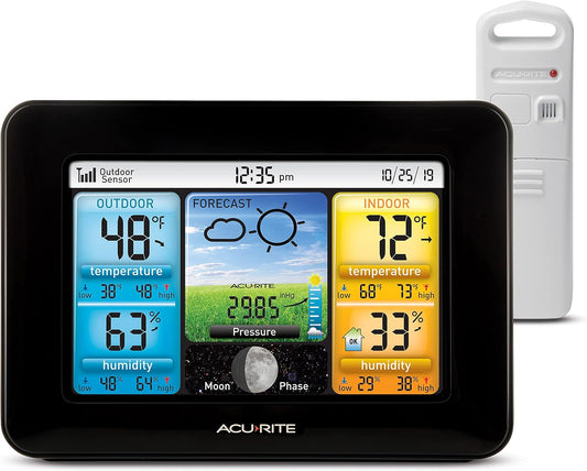AcuRite Wireless Home Weather Station with Color Display, Indoor Outdoor Thermometer and Temperature Sensor (02077M)