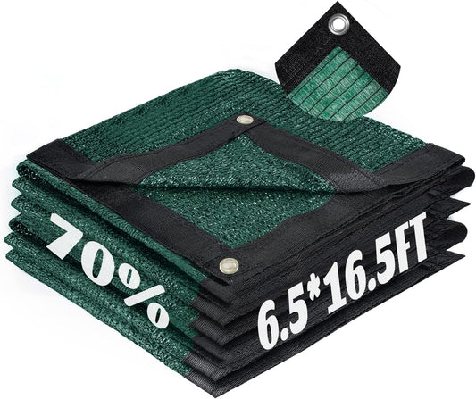 Cool Area 70% Sun Shade Cloth Mesh Tarp with Grommets for Plant Cover 6.5x16.5ft Patio Canopy Garden Pergola Greenhouse Car Barn Kennel Green