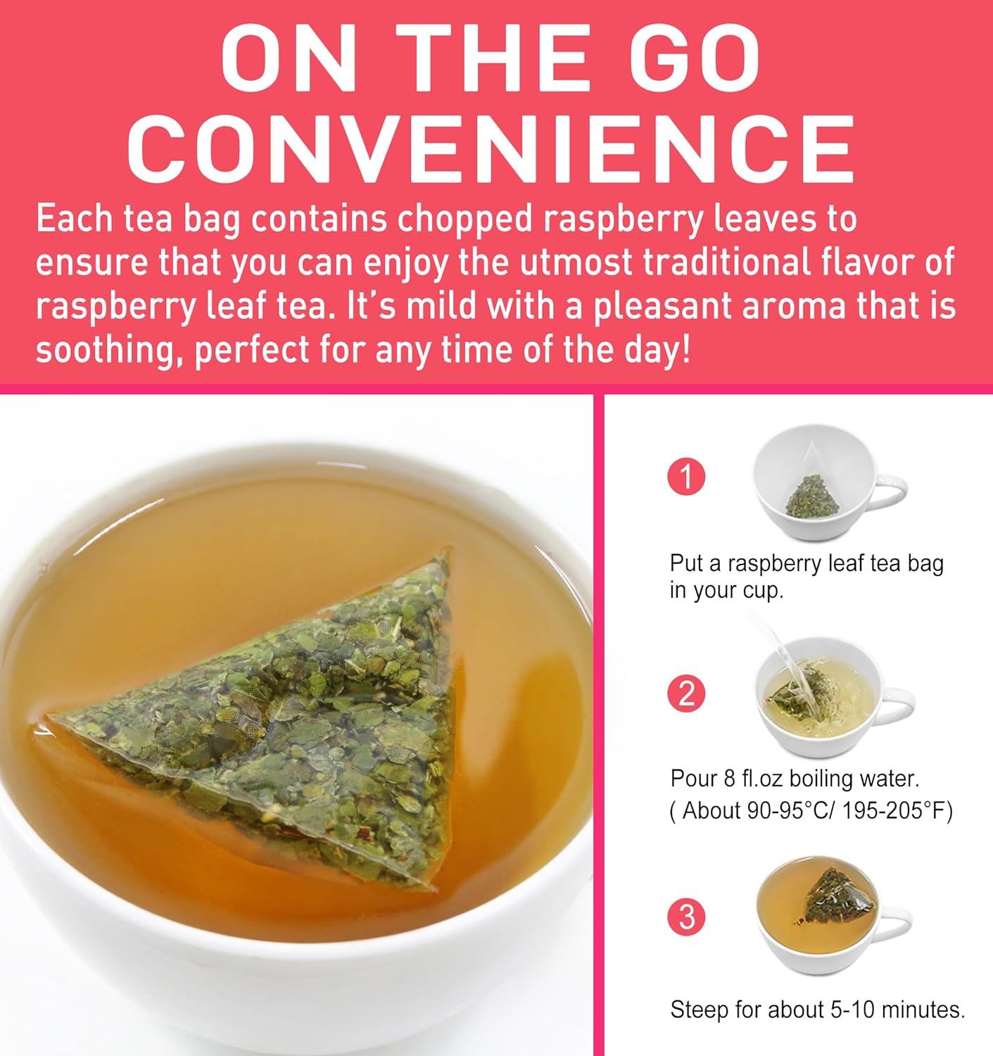 Olvvla - Raspberry Leaf Tea Bags - 1.5g X 50 Count - 100% Pure Red Raspberry Leaf Herbal Tea - Natural Pregnancy Tea - Non-GMO - Caffeine-free - Ease Menstrual Cramp & Support Healthy Pregnancy