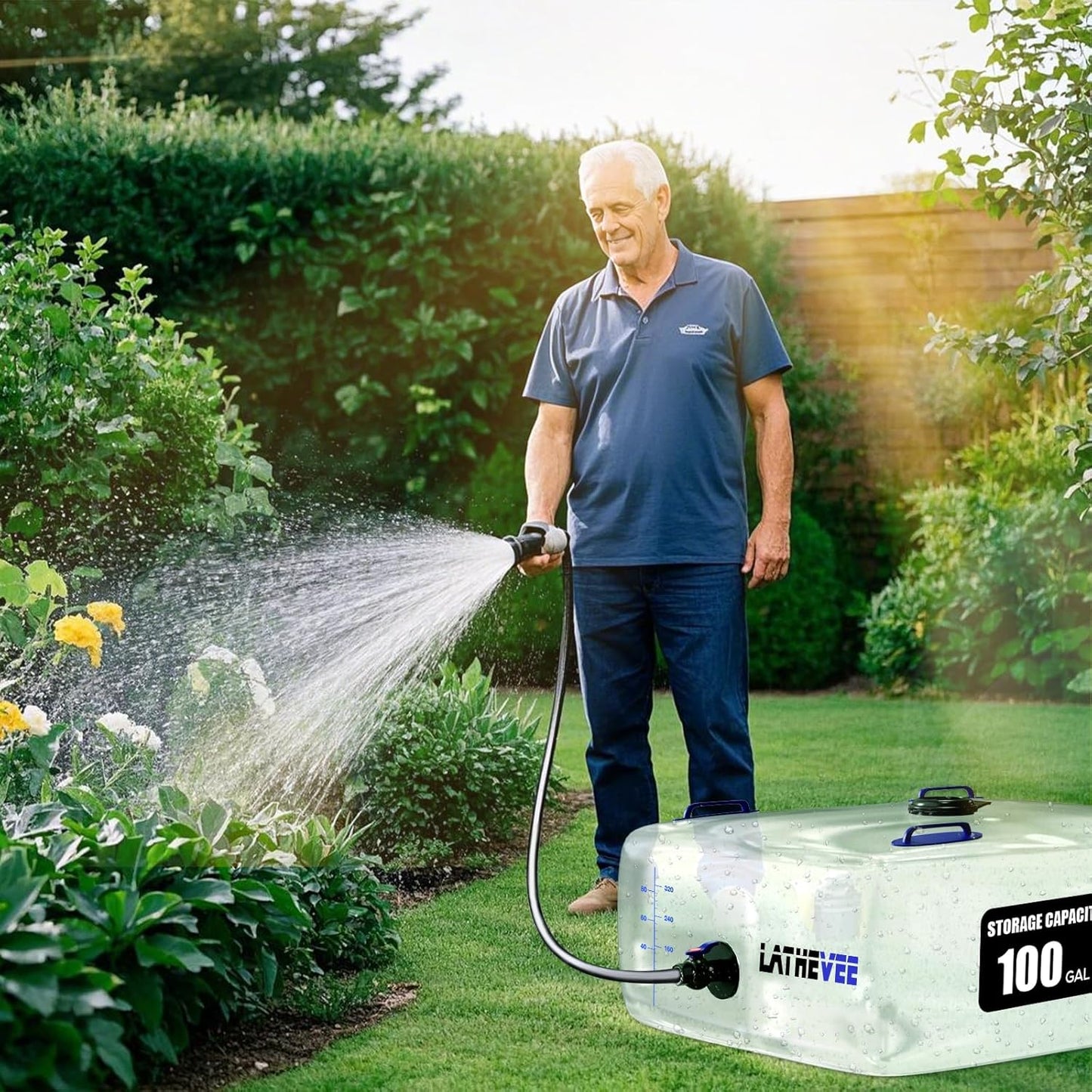 Water Storage Bladder, 50 Gallon Portable Water Tank, Transparent and Foldable with 4 Types of Interface Accessories, Suitable for Gardens, Emergency Situations,