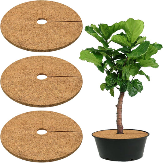 ZeeDix 3 Pack 30 Inch Coconut Fiber Tree Mulch Ring, 100% Natural Coco Coir Tree Ring Mulch Mat, Coconut Coir Discs Plant Cover Tree Protectors Mats Mulch Rings for Landscaping Trees Outdoor Plants