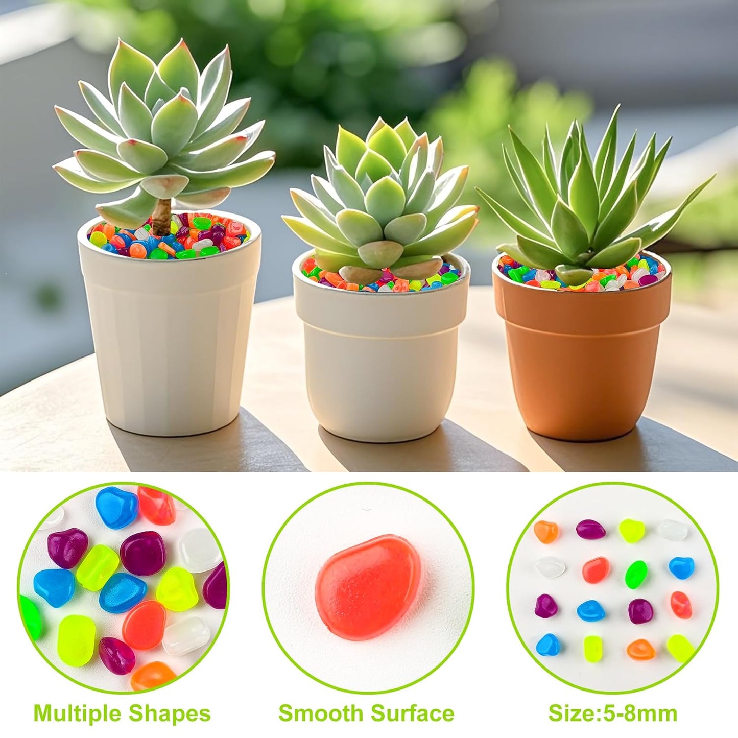 6000pcs 5-8mm Colorful Luminous Stones Glow in The Dark Garden Pebbles Stones Glow in The Dark Rocks Outdoor Glow Pebbles Aquarium Rocks for Garden Path Walkway Yard Fish Tank Plant Pots